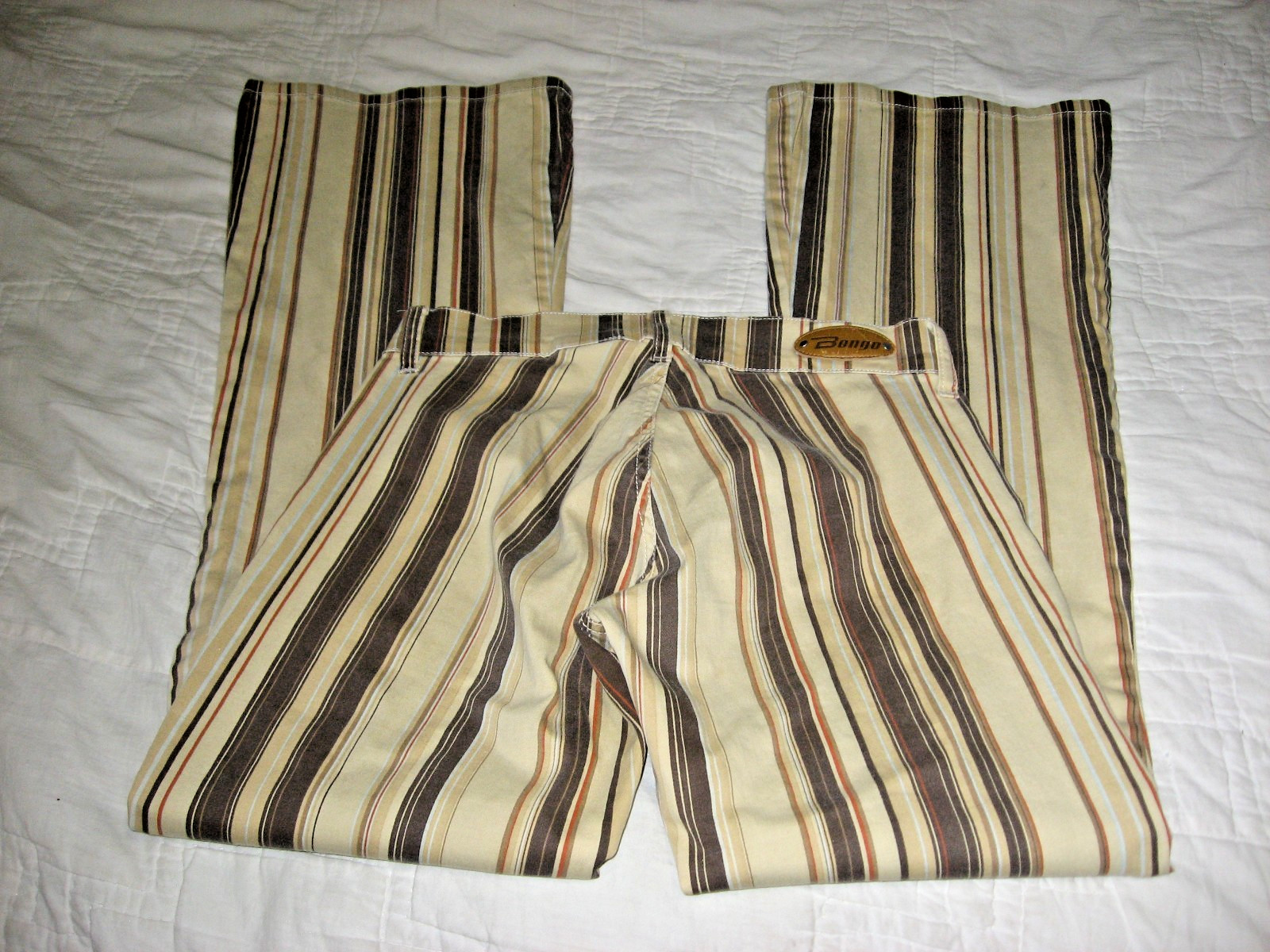 Vintage Bongo Let Me B Women’s Striped Flare Bell Buttom Pants 7 28 x 32