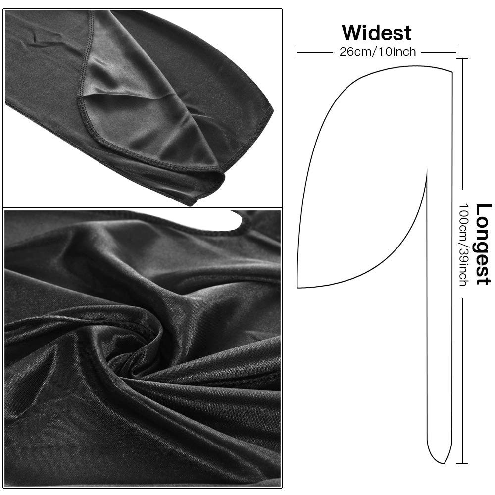 3PCS Silky Durags Pack for Men Waves, Satin Doo Rag, Award 1 Wave Cap,N