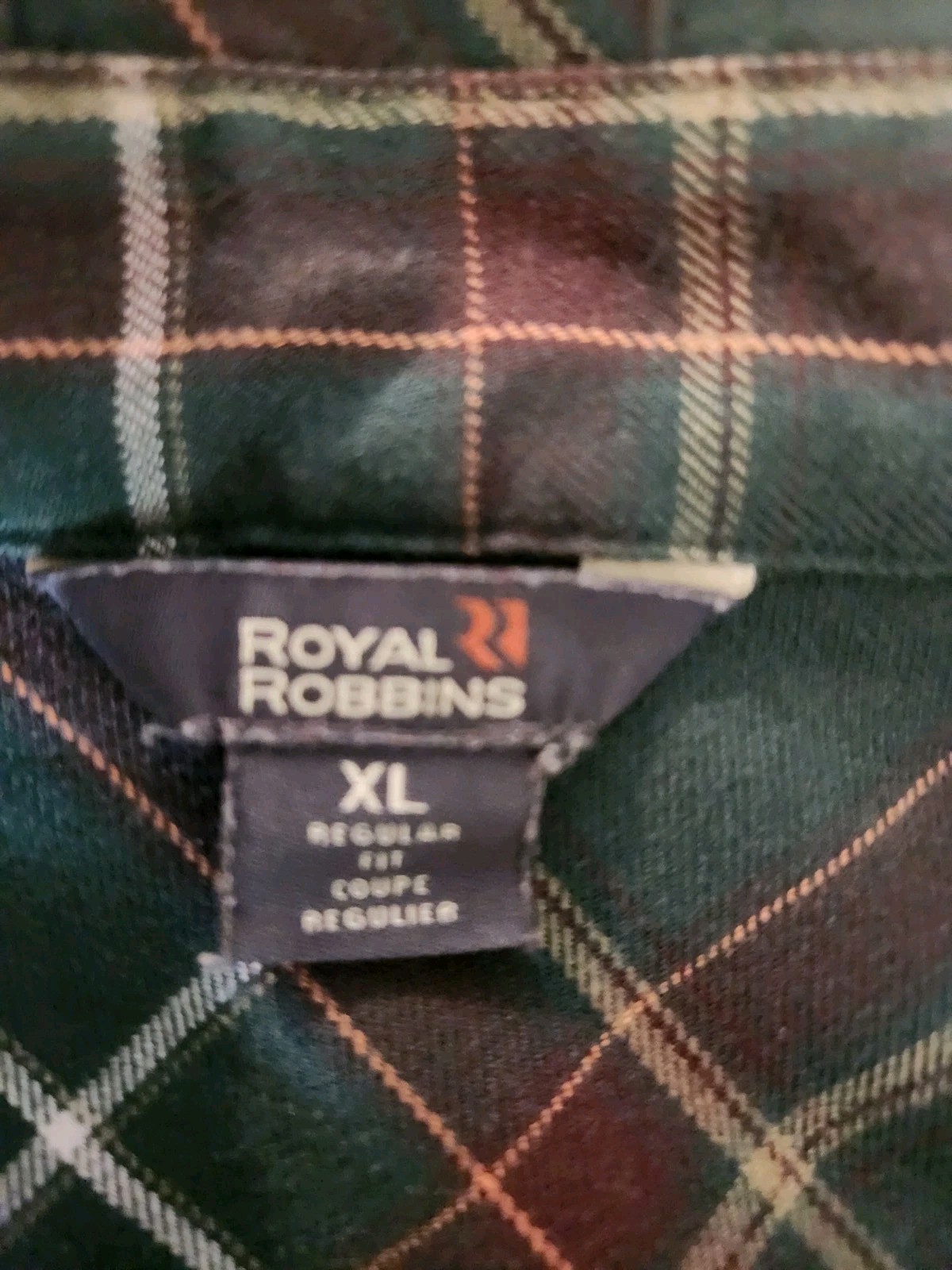 Royal Robbins Men’s XL Nylon Polyester Blend Green Plaid Flannel Shirt Outdoor