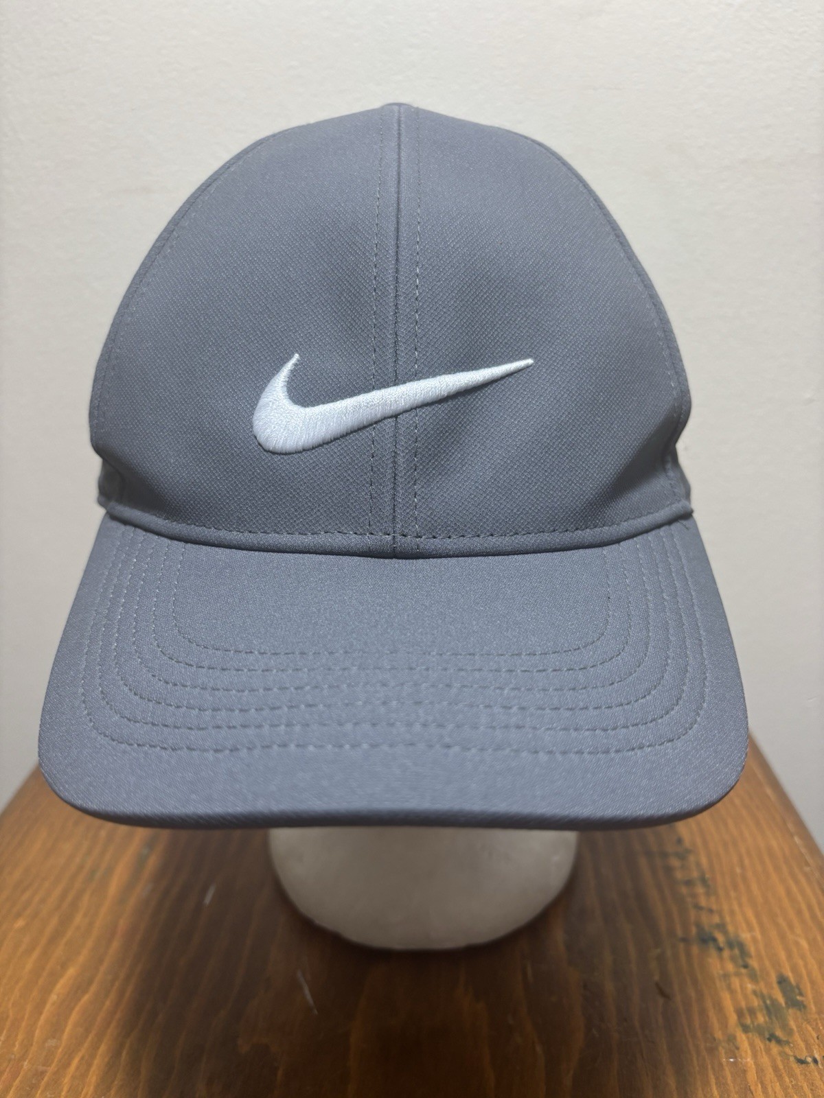 Nike Legacy 91 Dri Fit Gray with White Center Swoosh Adjustable Hat Mesh Cap