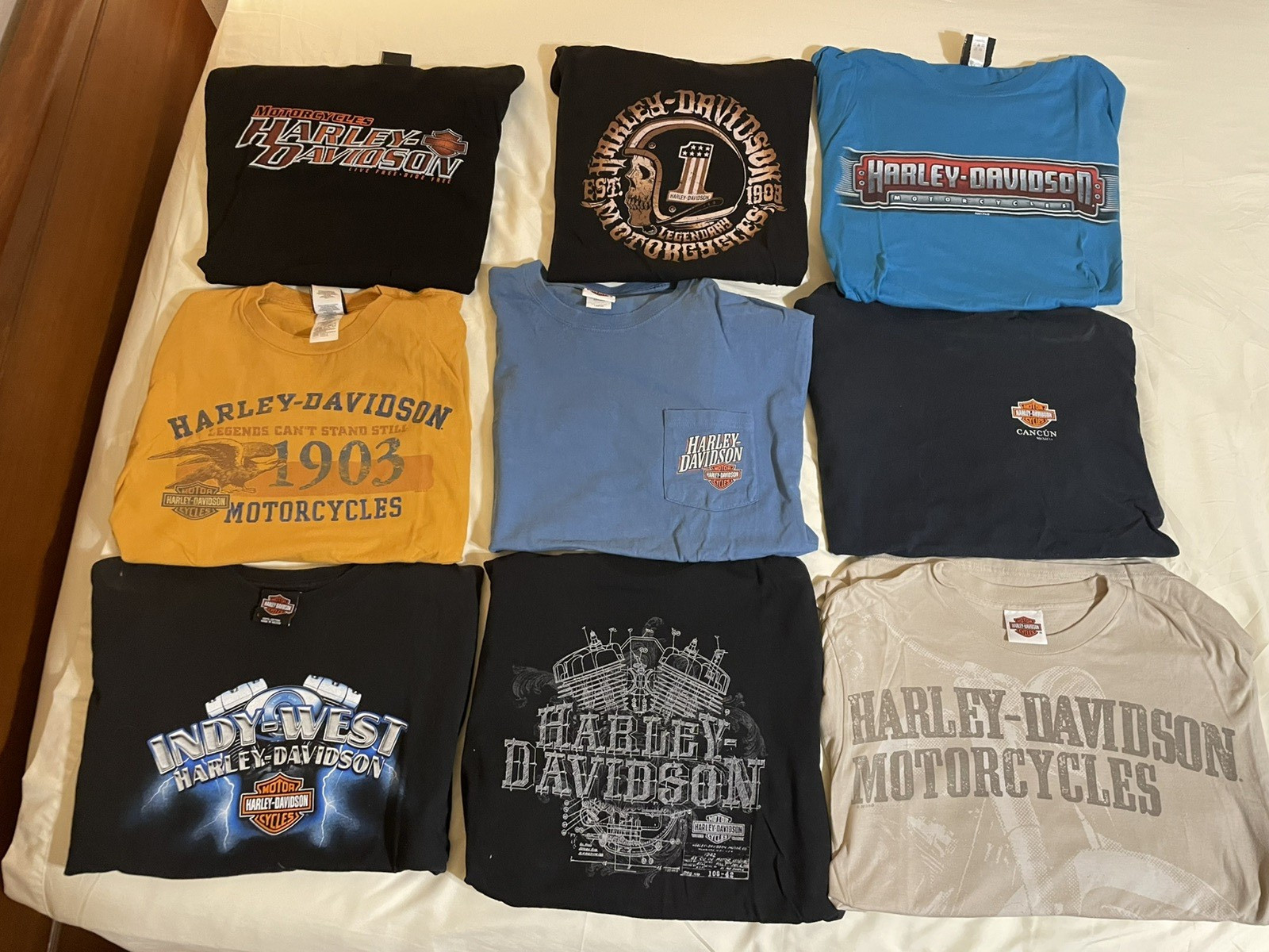 Harley Davidson T Shirt Mens Large LOT OF 10- includes Graceland, Vegas, NOLA !!