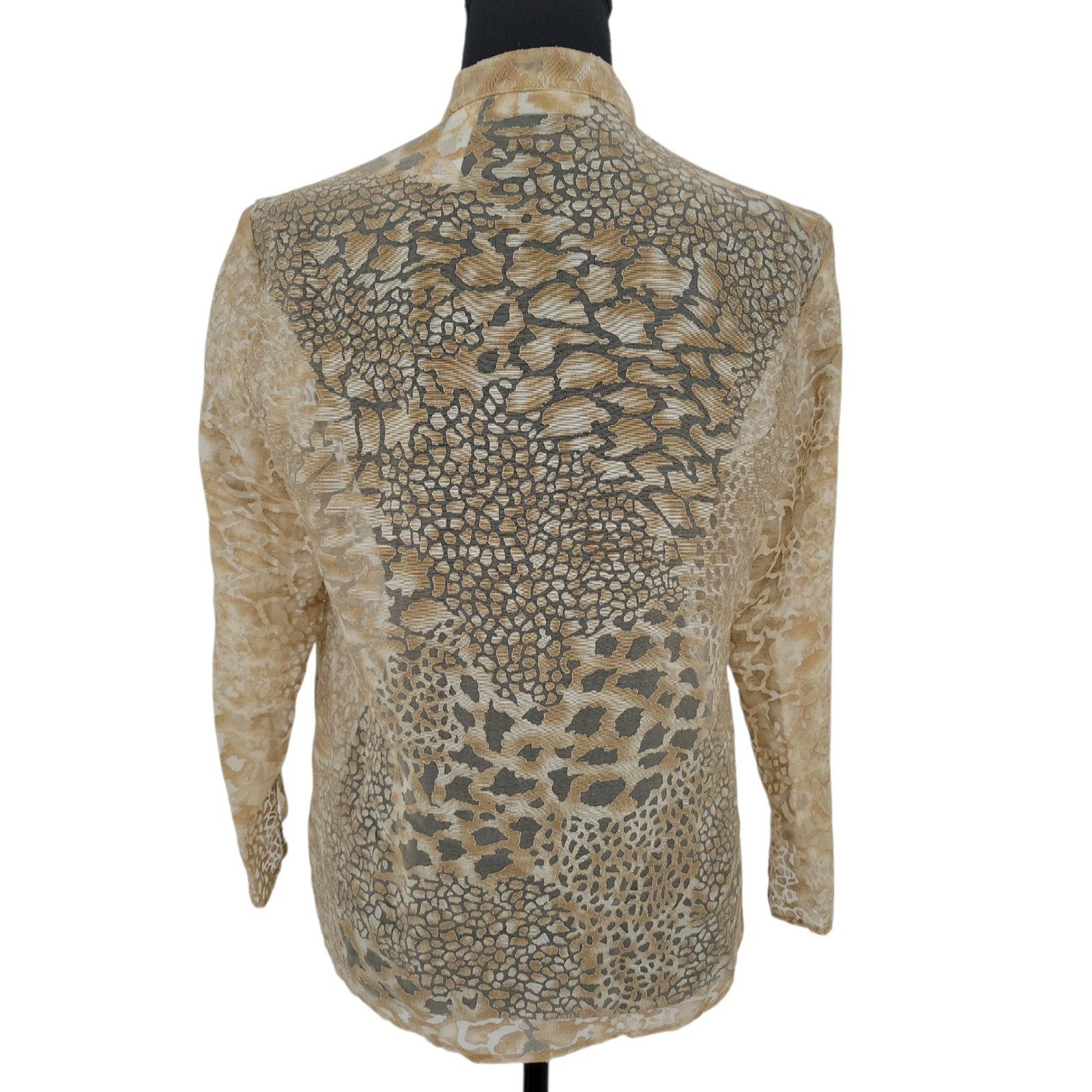 Sheer Gold Leopard Print Top Sequin Party Holiday Layering Indie Sleaze Size S
