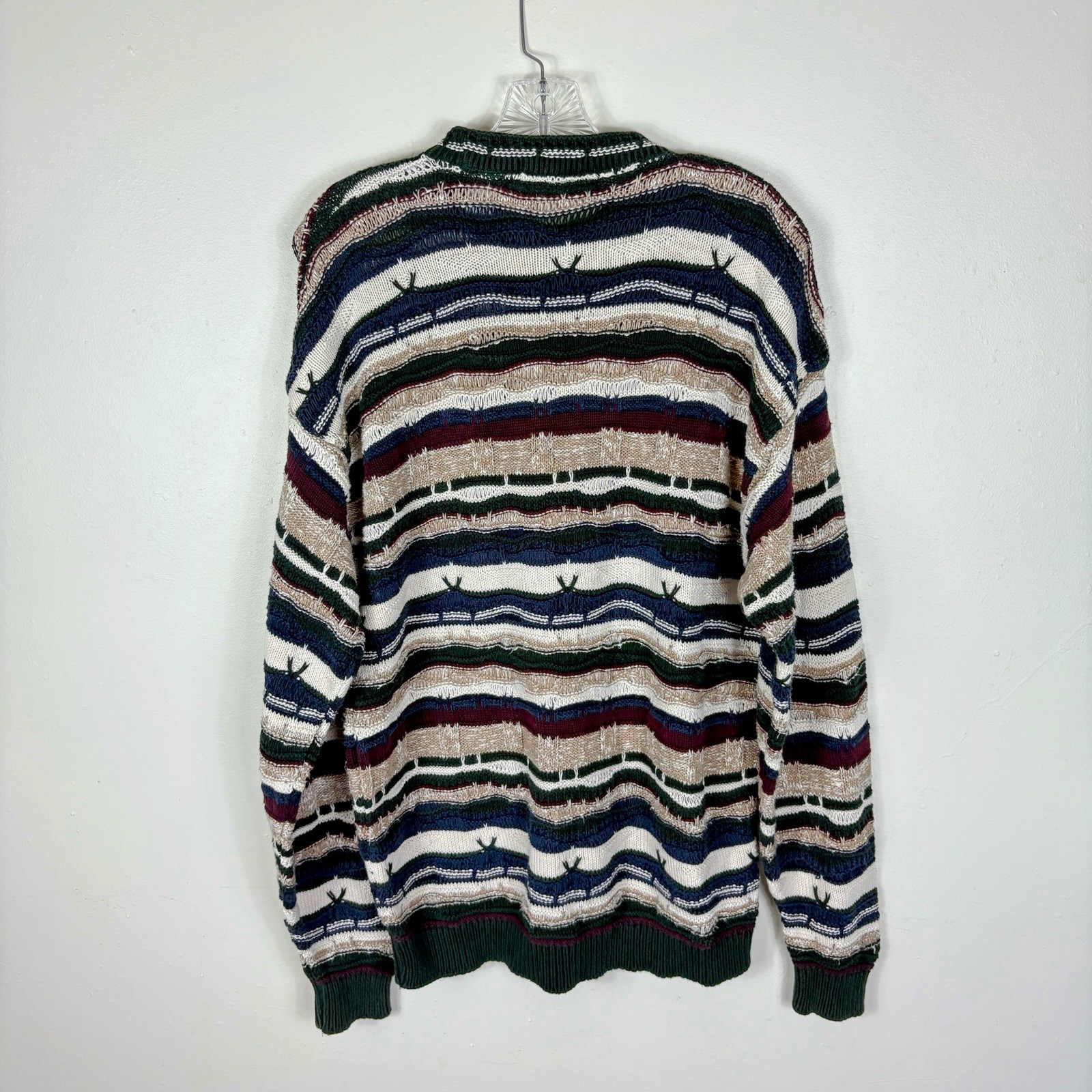 Geoffrey Beene Sweater Men’s Large Multicolor Textured Grunge Hip Hop 90s USA