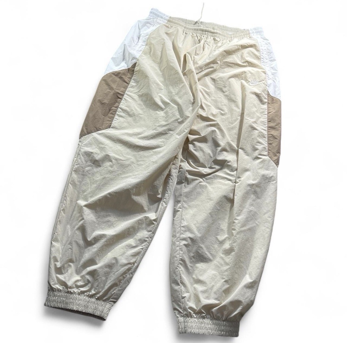 Nike Men’s Oversized Colorblock Jogger Pants Beige/White/Brown Size L