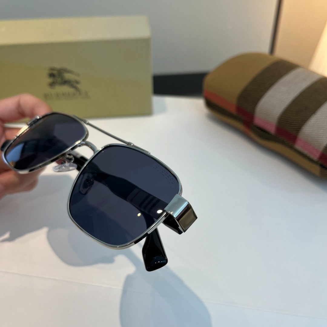 Burberry BE2394 Sunglasses 64‑16‑143 Silver Frame Dark Blue Lens