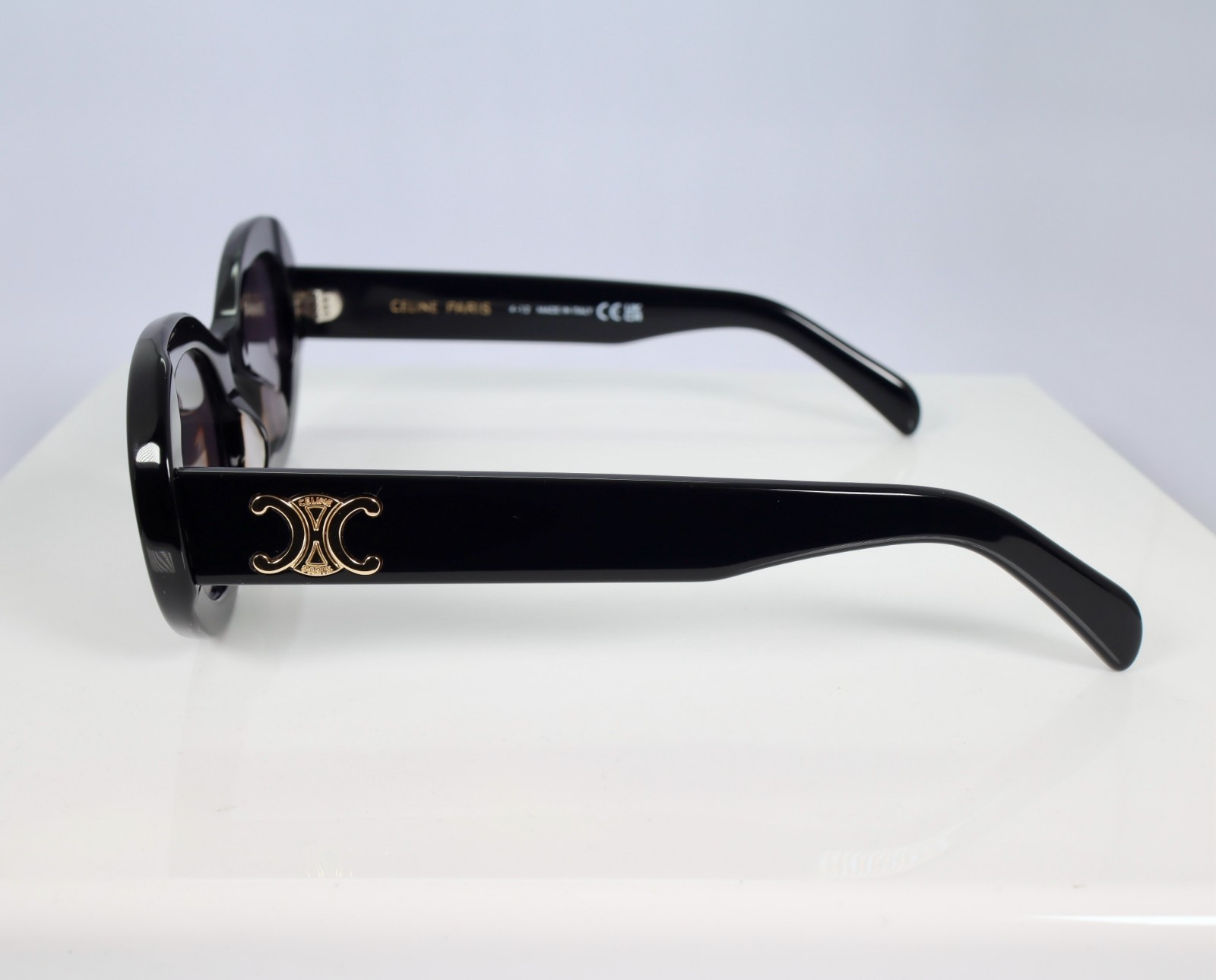 Celine CL40194U 01A 52mm Round Black Sunglasses with Grey Lens