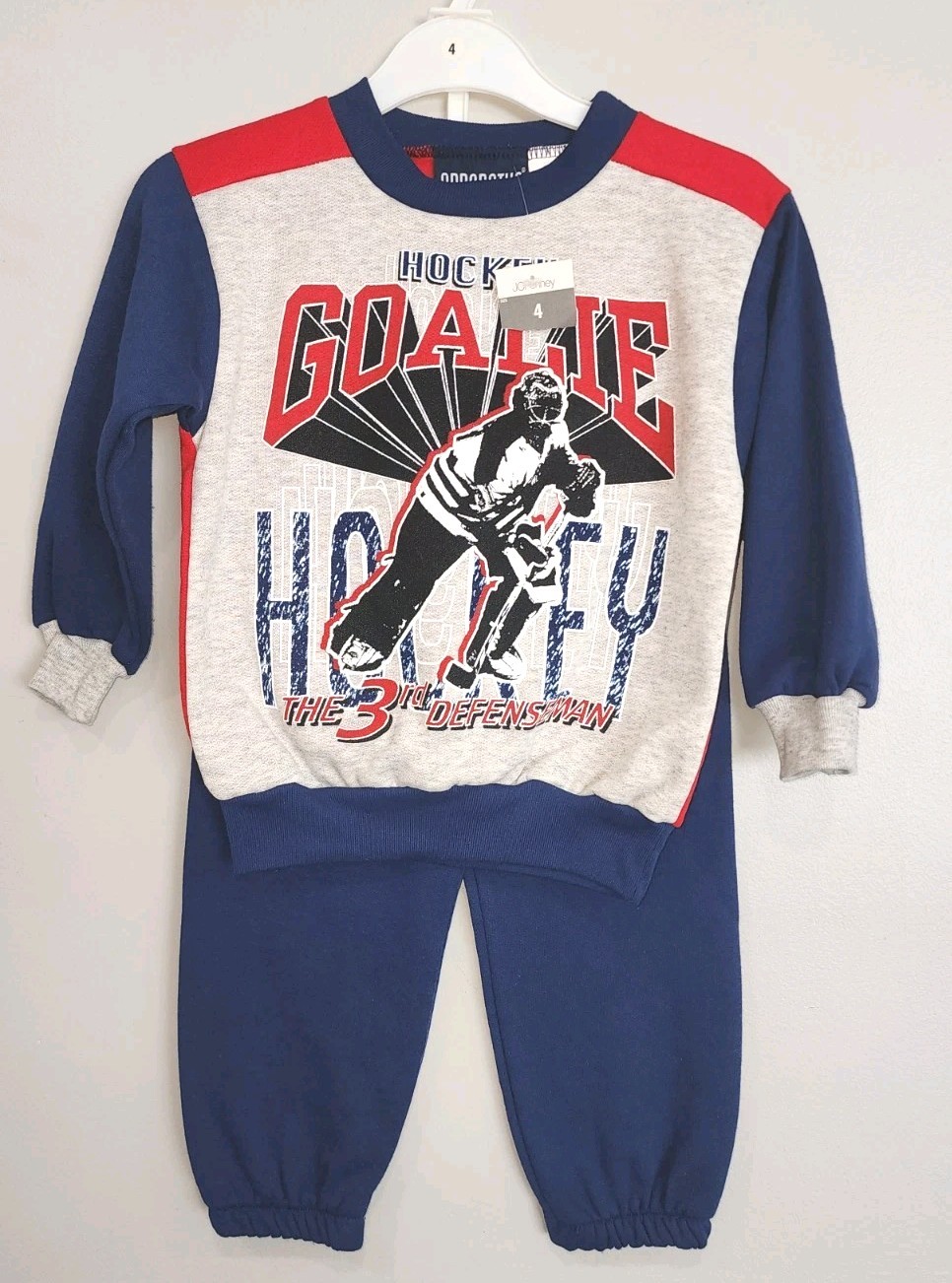 Vintage 90’s Hockey Sweatshirt & Pants Outfit Set Youth Size 4 • NWT