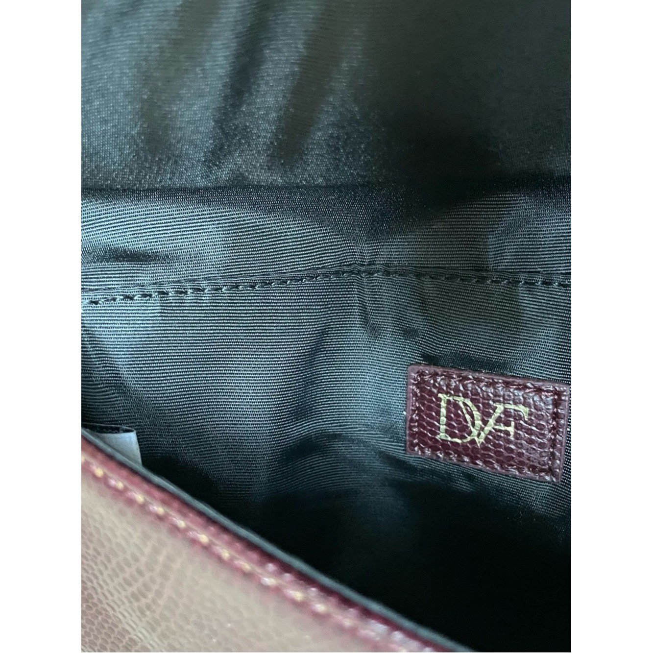 Diane Von Furstenberg Burgundy Textured Leather Clutch