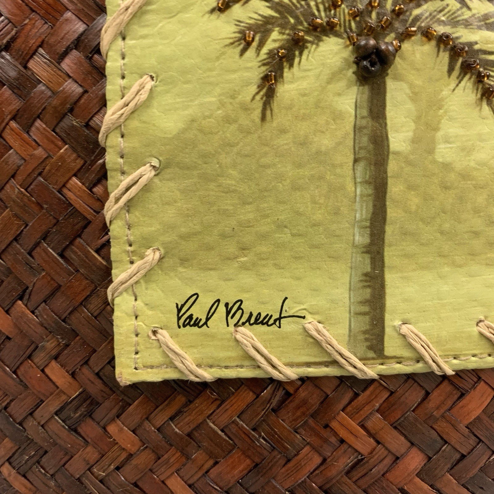 Sun N Sand Brown Woven Tote Beach Palm Tree Tropical Boho Handbag By Paul Brent
