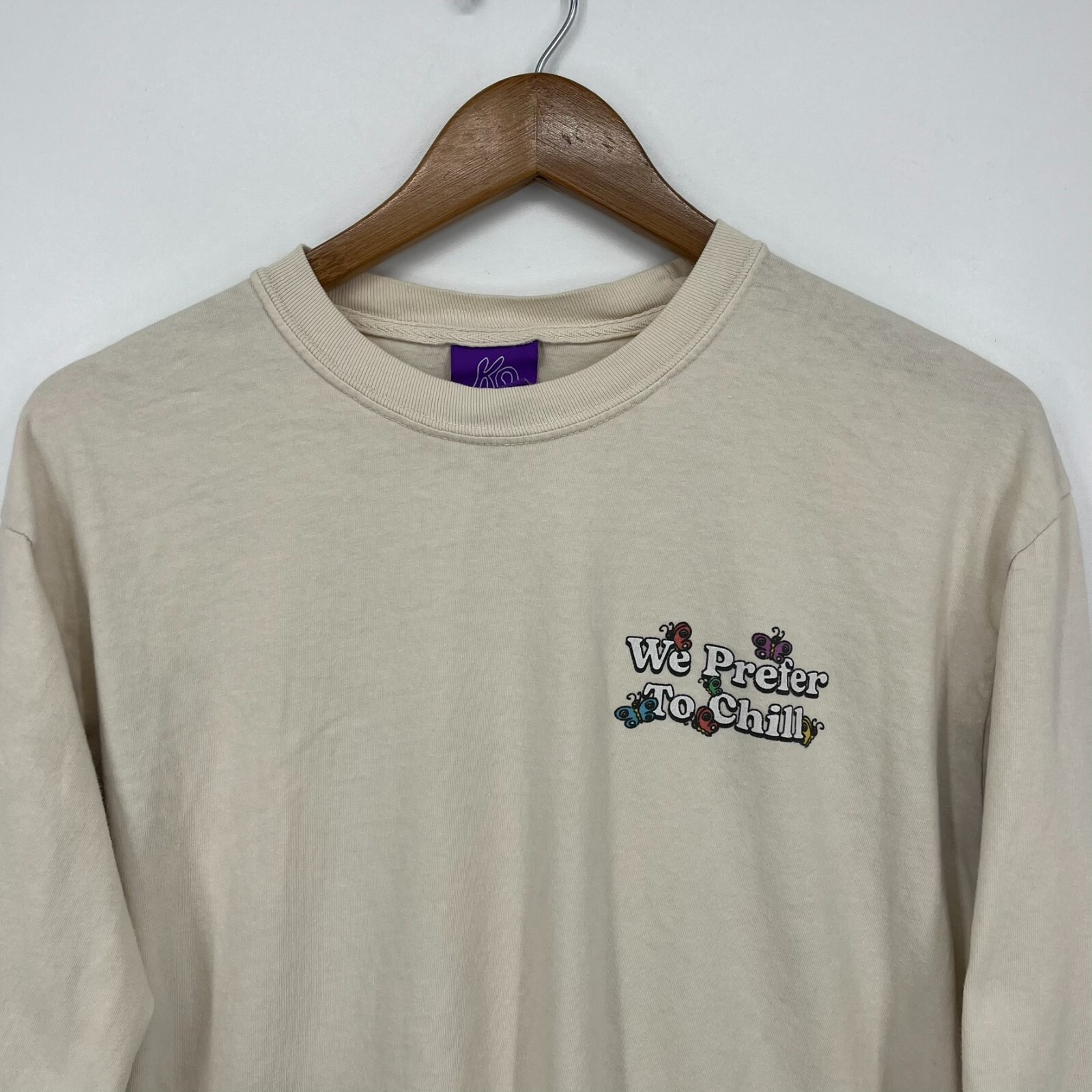 KO Cody Ko Merch T-Shirt Men’s Size L Beige We Prefer To Chill Distressed
