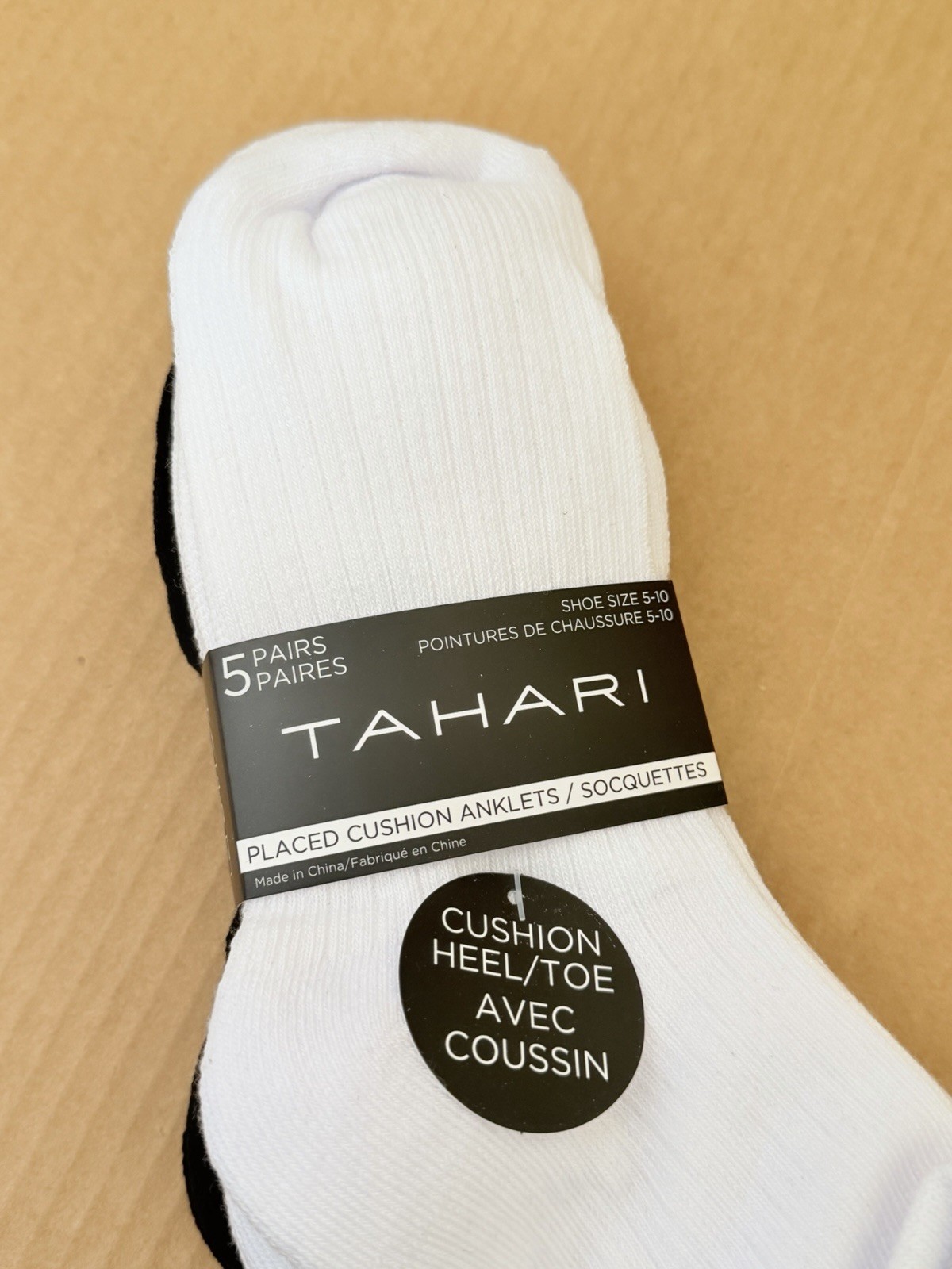Tahari Cushioned Sole Anklet Socks 5 Pairs Women’s Size 5-10 White/Black