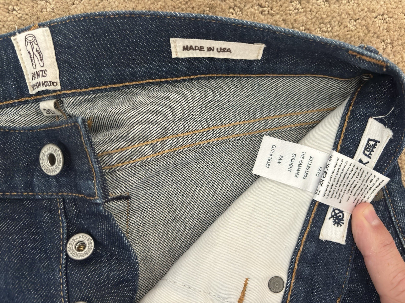KATO HIROSHI Hammer Straight Raw Selvedge Dark Blue Jeans size 30