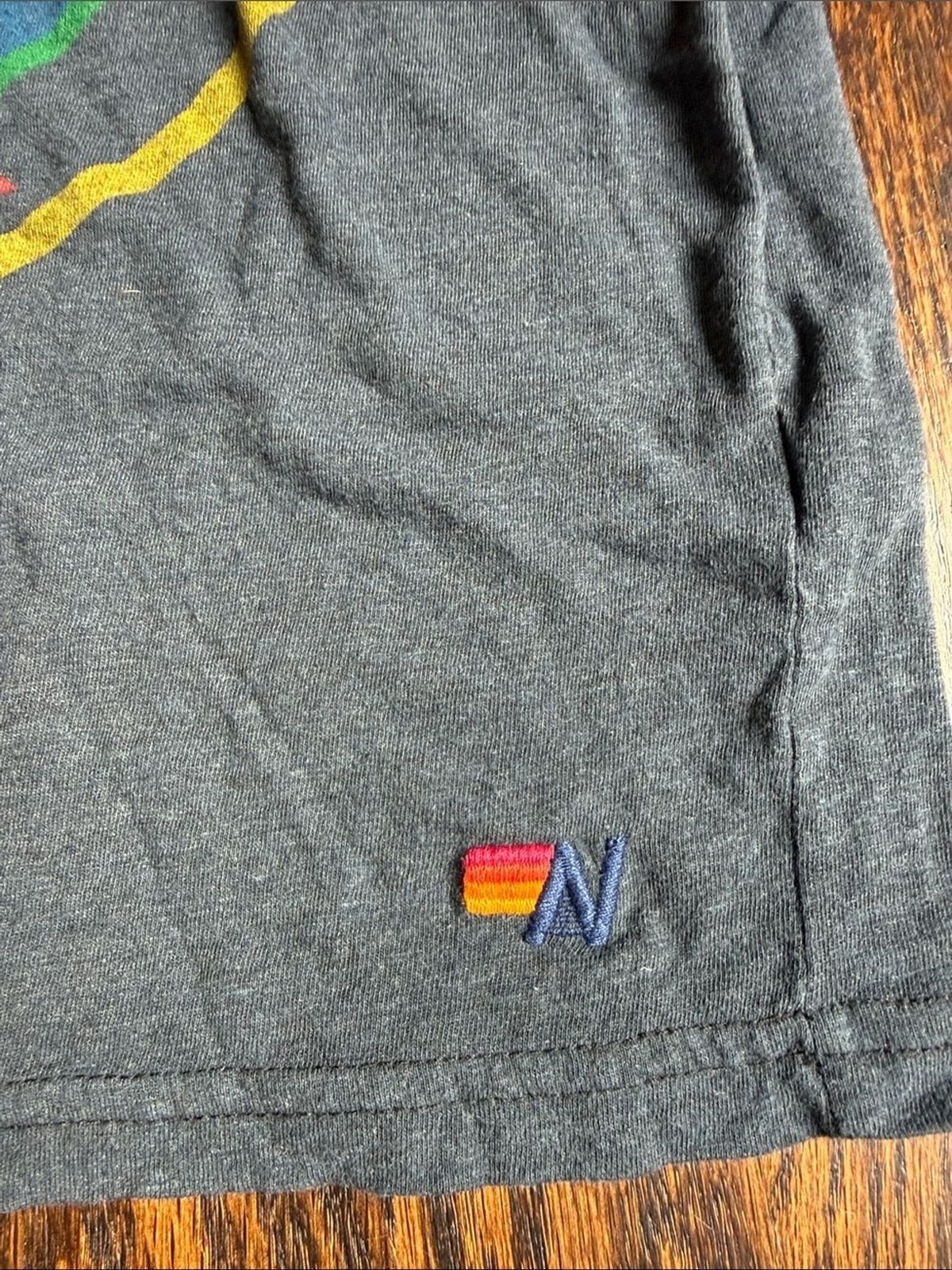 Aviator Nation Charcoal Tee with Yellow, Red, Blue & Green Graphic kids size 10