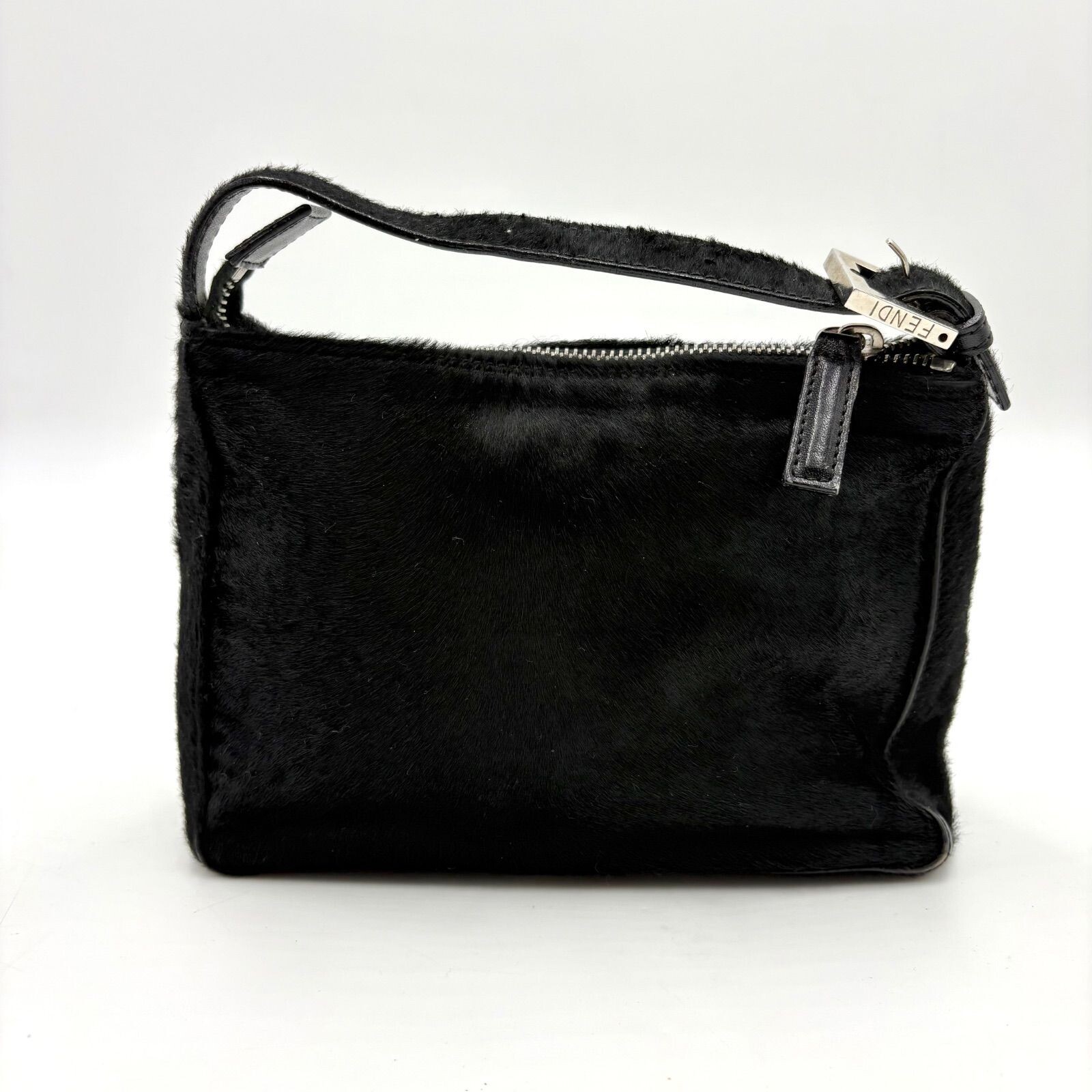FENDI Accessory Pouch Calf Hair Pony Hair FF logo hardware Auth From Japan