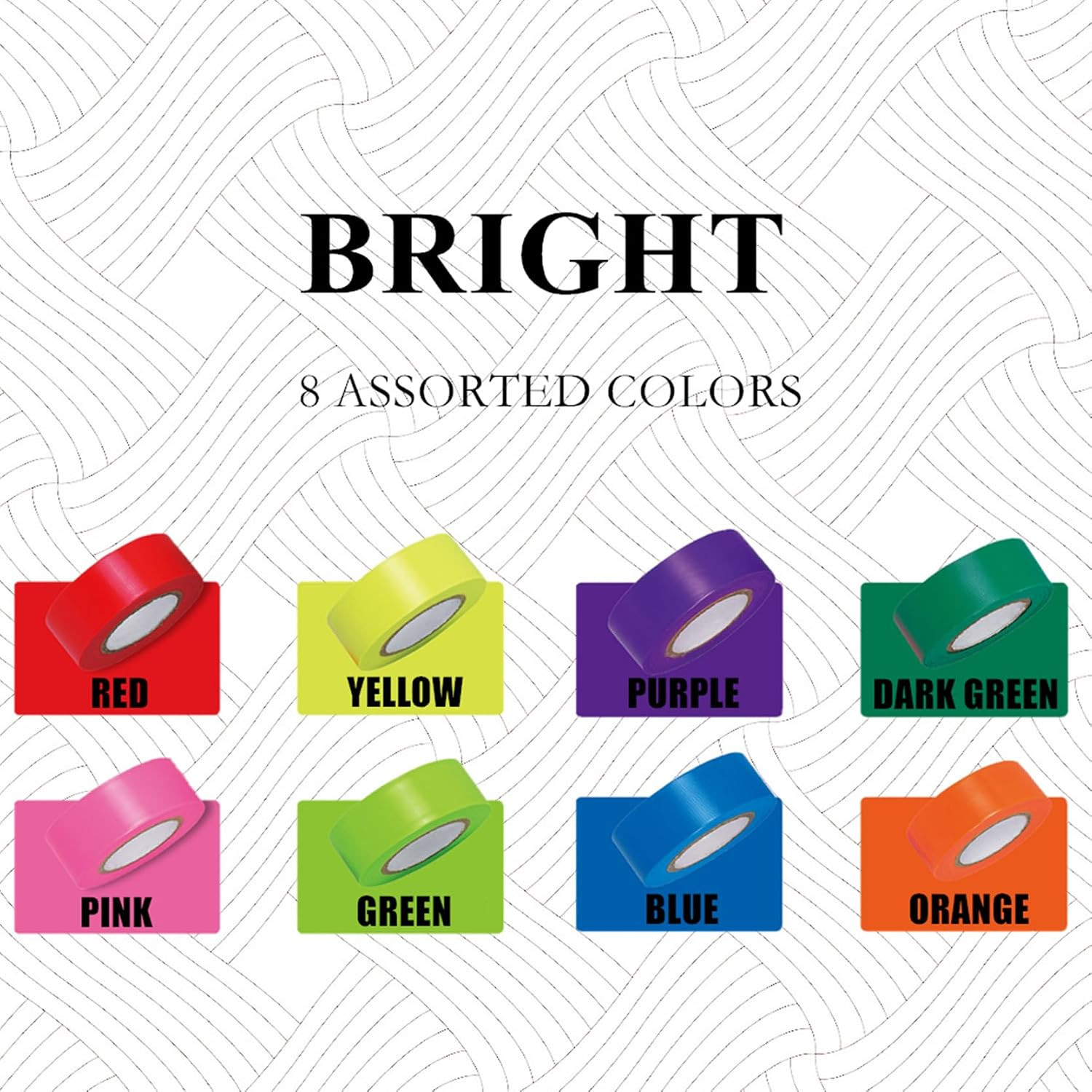 6 & 8 Pack Flagging Tape Assorted Colors Non-Adhesive Plastic Ribbon Neon Color