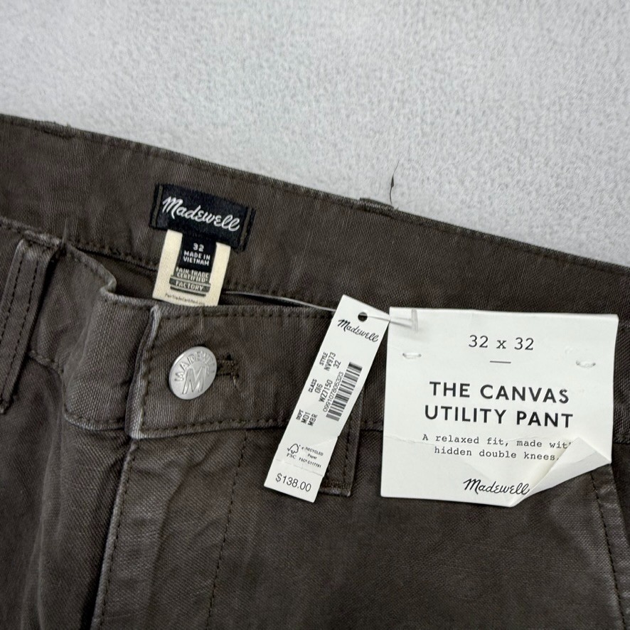 Madewell Pants Men’s 32×32 FITS 32×27 Brown Canvas Utility Double Knee Baggy NEW