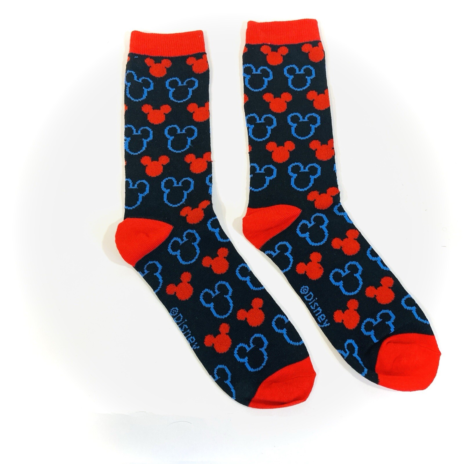 MICKEY MOUSE SOCKS black red blue silhouette ears disney ADULT CREW OSFM unisex