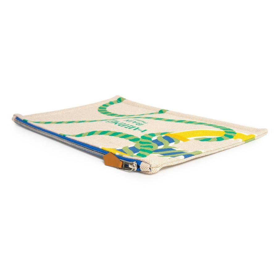 Hermes Yachting GM Flat Pouch Canoe H Case Toile H Canvas Vitamine Orange 99
