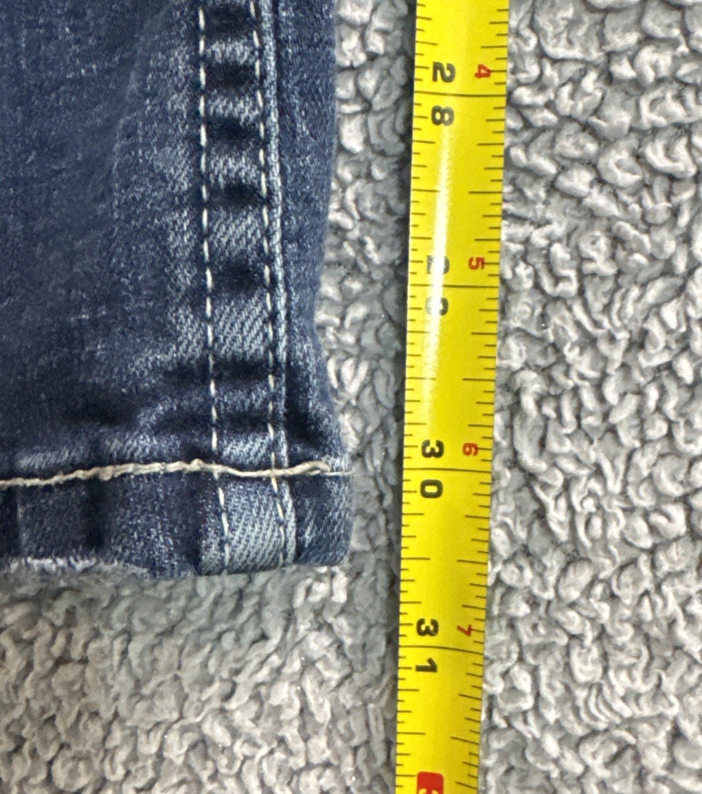 Amethyst Jeans Women’s Size 7 Reg-Blue Denim Straight Leg Bold Stitching 30.5”L