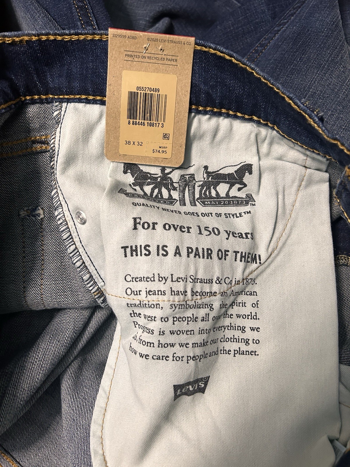 NWT Levi’s 527 Slim Bootcut Stretch Mens Jeans 38×32 Medium Wash Blue Denim