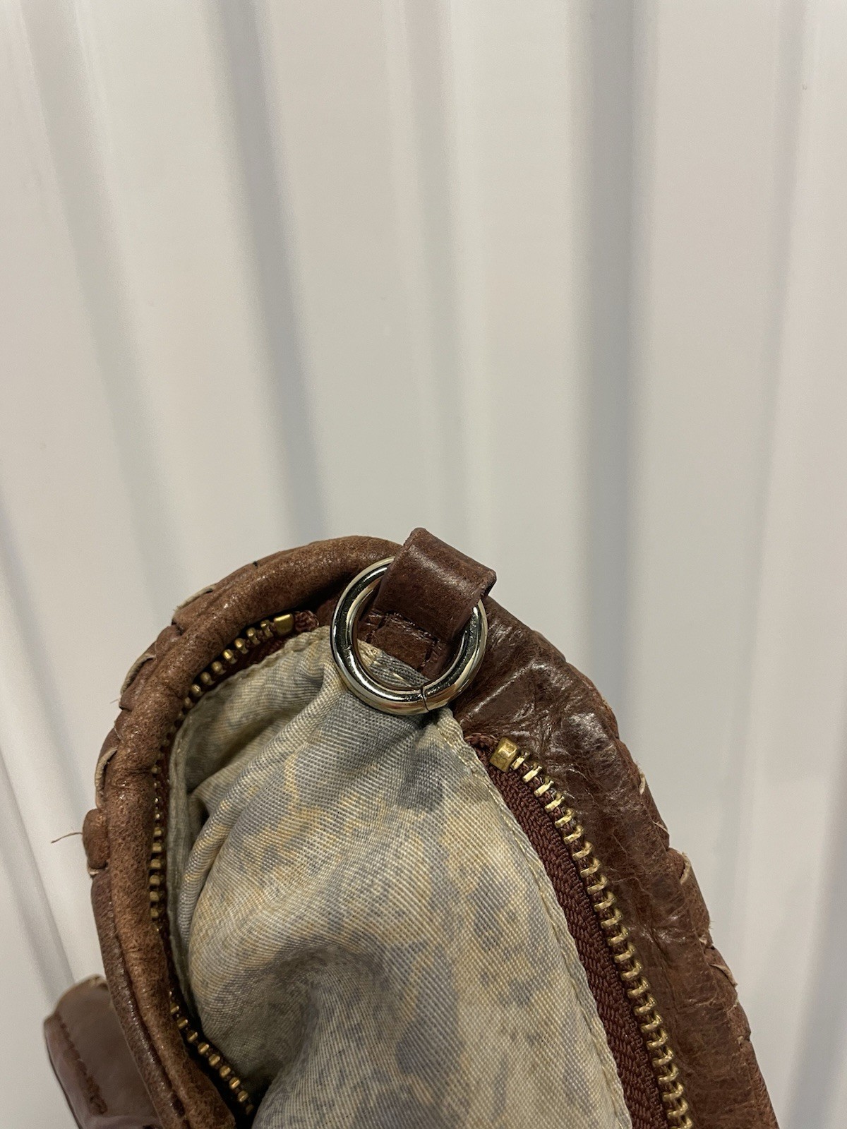 Elliott Lucca Brown Leather Embroidered Quilted Hobo Shoulder Bag Purse