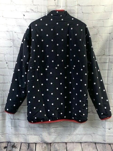 Simply Southern Women Reversible Sharpa Black White Polka-Dot 1/3 Zip Pockets XL