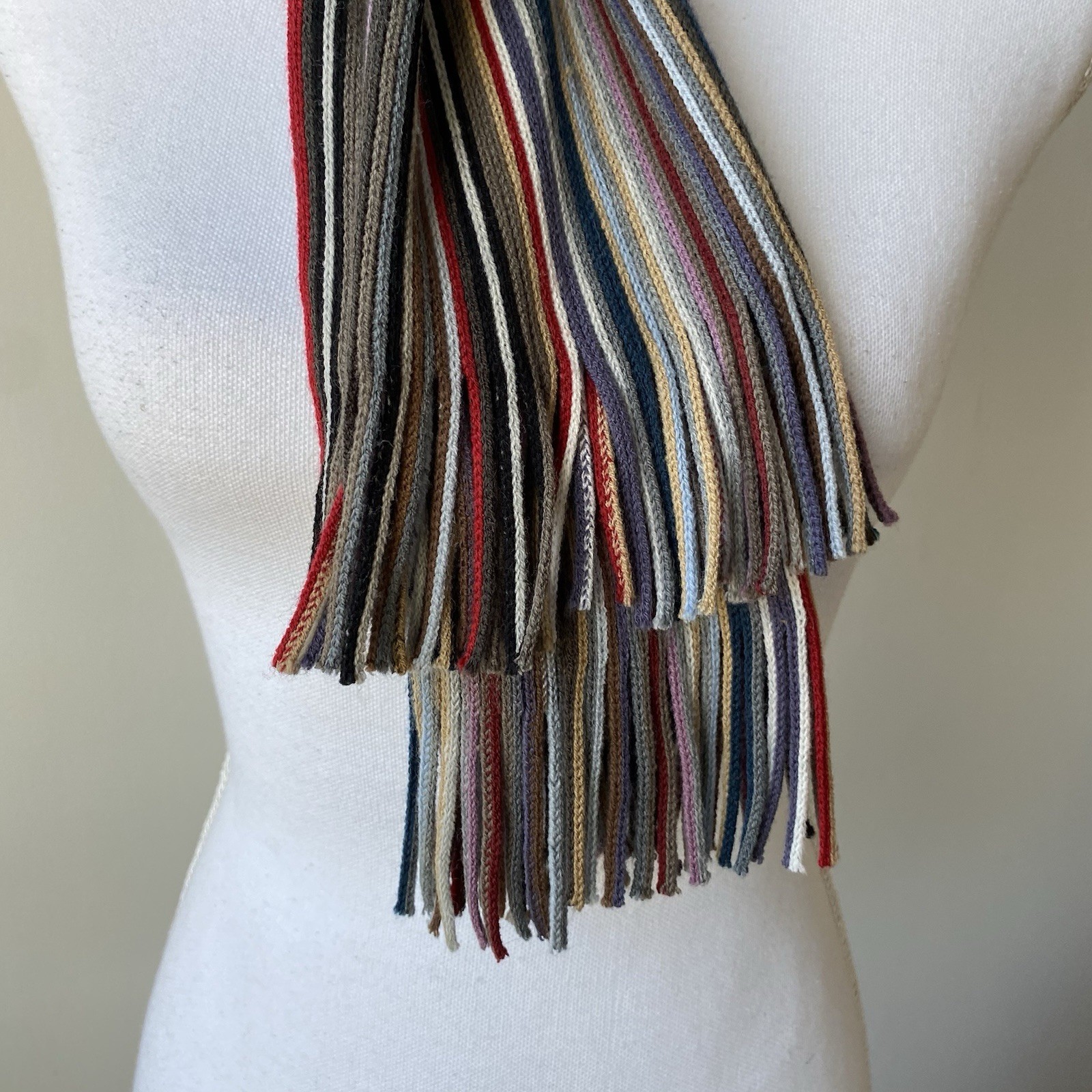FRAAS Scarf Striped Red Gray Beige Teal Purple Black Fringe Soft Men’s Women’s