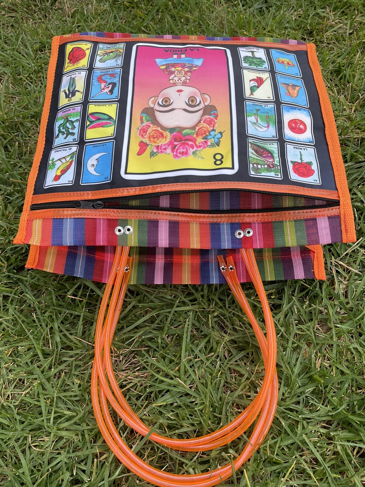Frida Kahlo Tote La Loteria Mesh Bag Mexican Market Mercado Beach Handmade Bag