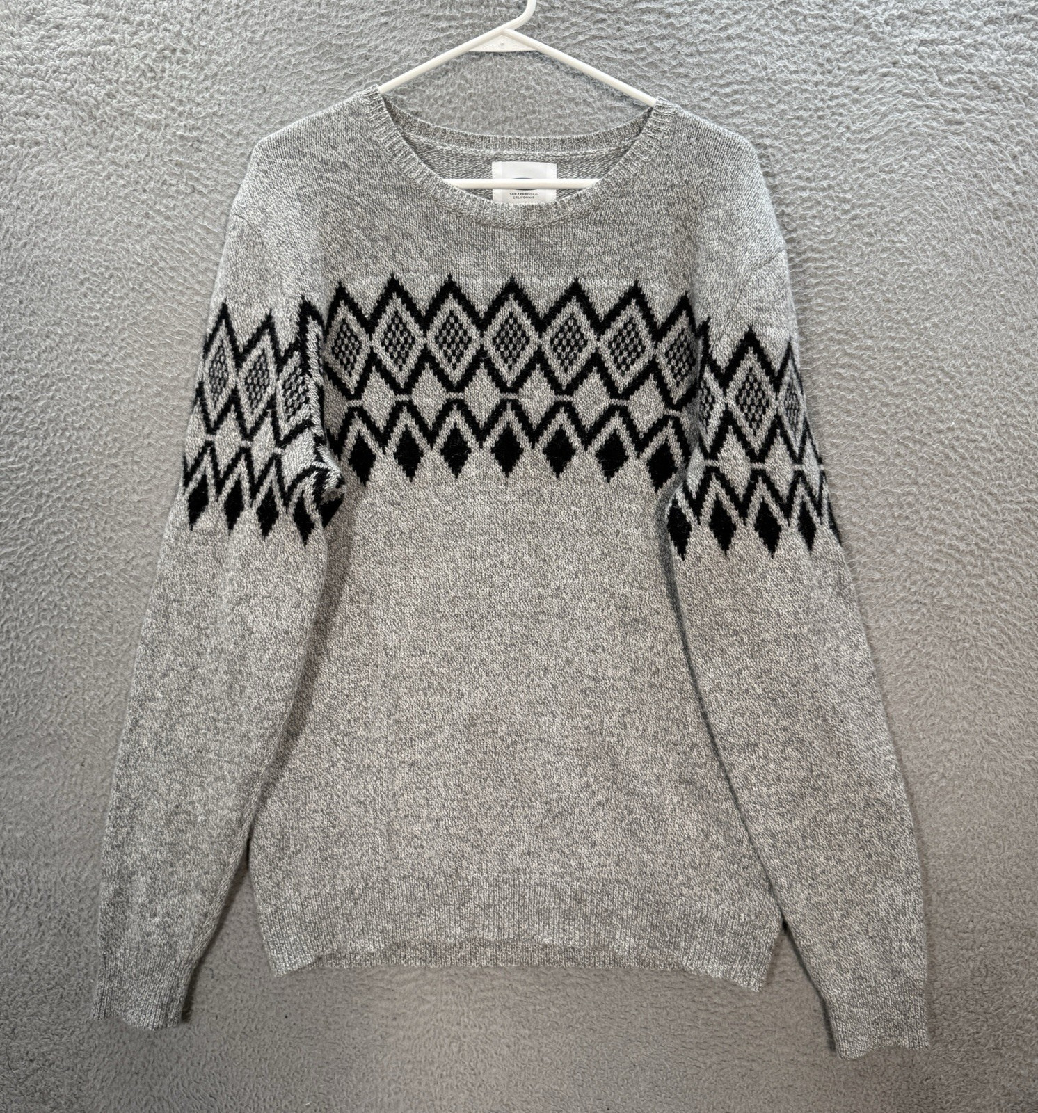 Old Navy Sweater Adult Large Gray Black Geometric Knit Pullover Crewneck Preppy