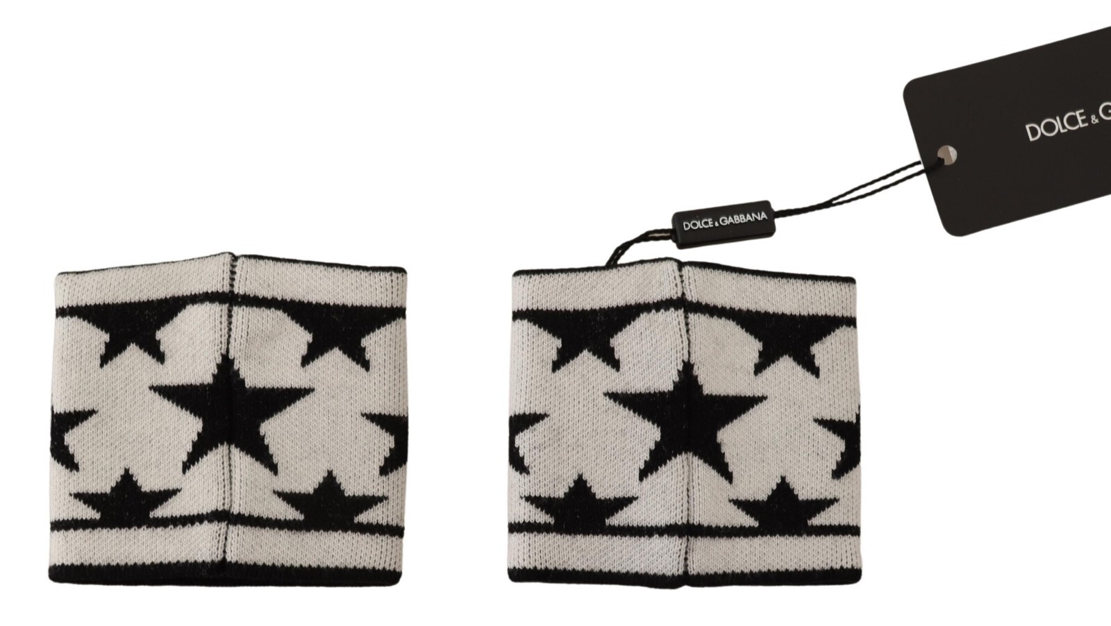 DOLCE & GABBANA Wristband Set White Black Wool Logo #DGMILLENNIALS 8cm x 9cm