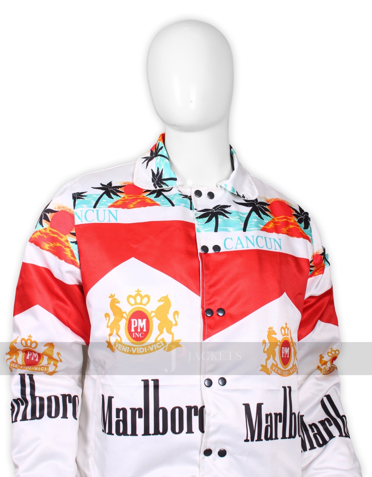 Vintage Style White 80s Bomber Cancun Jacket