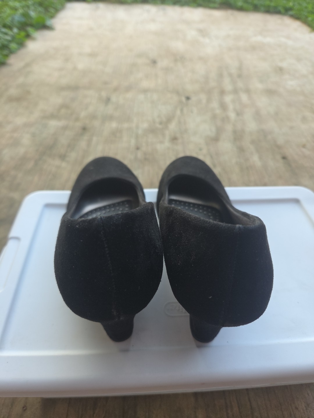 Dexflex Comfort Shoes Black Pumps Wedge Heel Suede Look Y2k Vtg 6.5