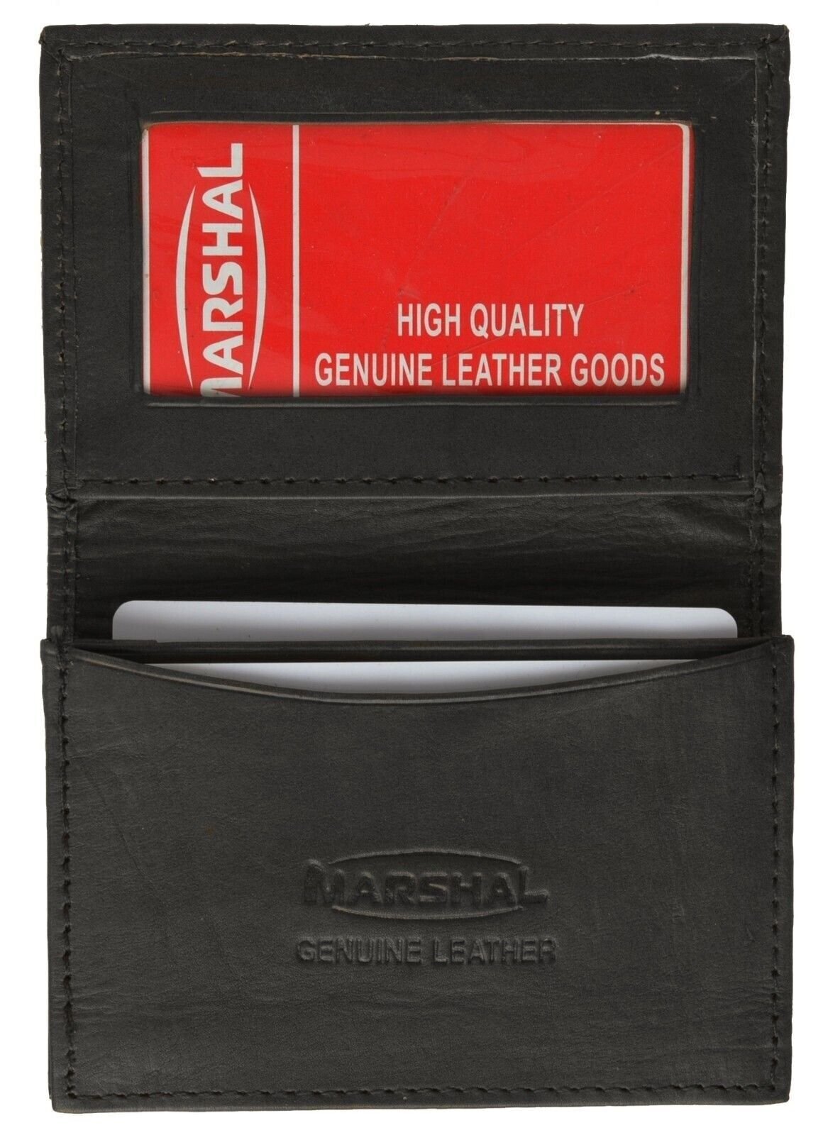 Genuine Leather Wallet Business Card Holder Expandable CreditCard with ID Window
