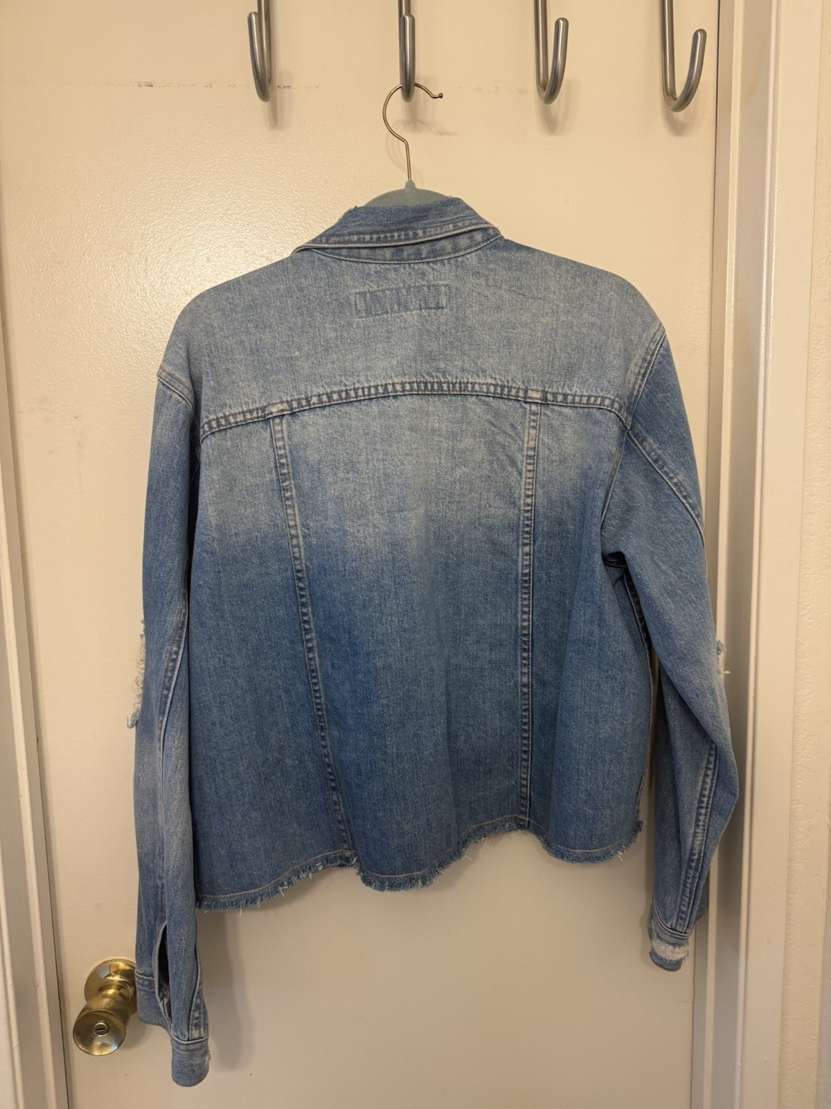 The Laundry Room Women’s Blue Distressed Button Jacket w/ Pockets Size M