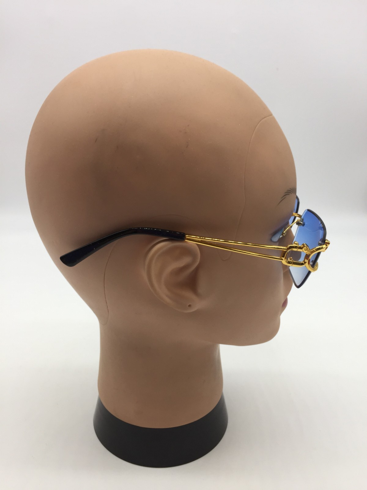 Cartier Rimless Designer Gold Sunglasses Frame 59-15-120 Blue Lens