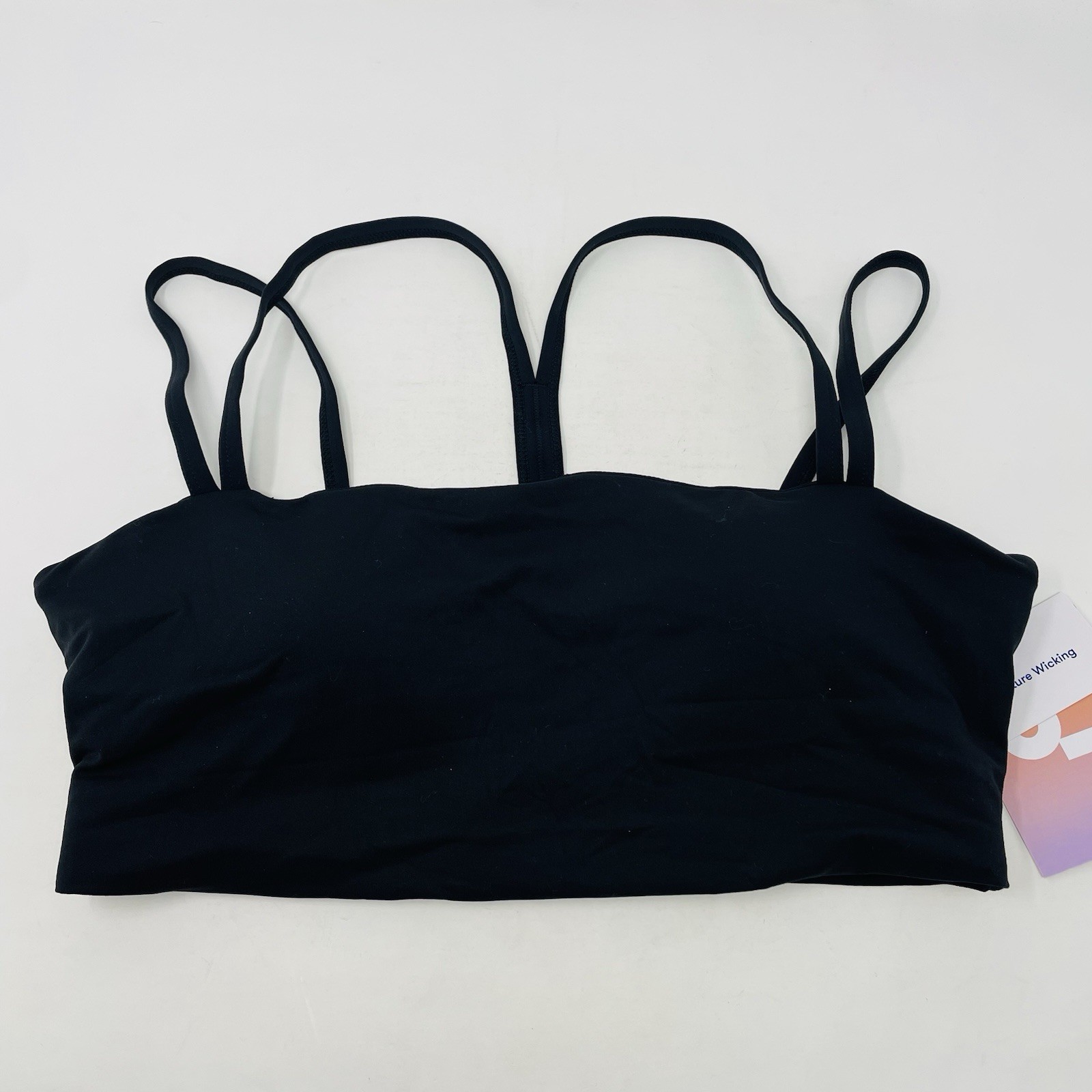 JoyLab Womens Size Medium Square Neck Strappy Athletic Sports Bra in Black 2380