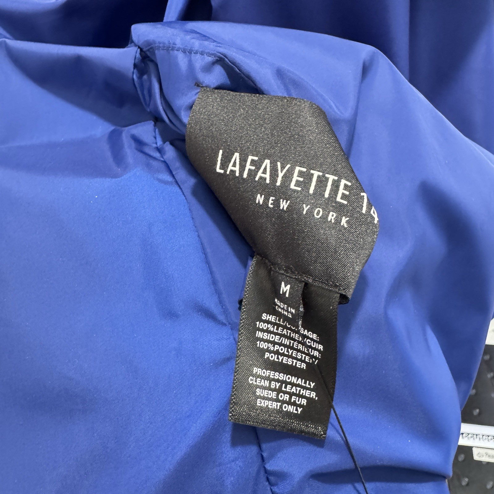 NWT Lafayette 148 New York Jacket Coat $998 M Leather Reversible Blue Drapey