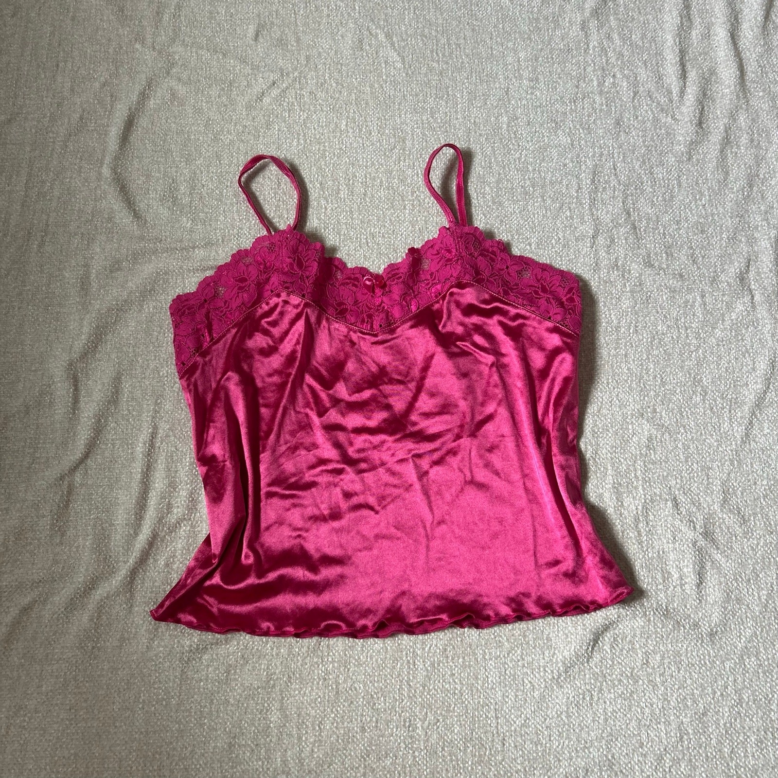 hot pink Y2K Satin Cami Top