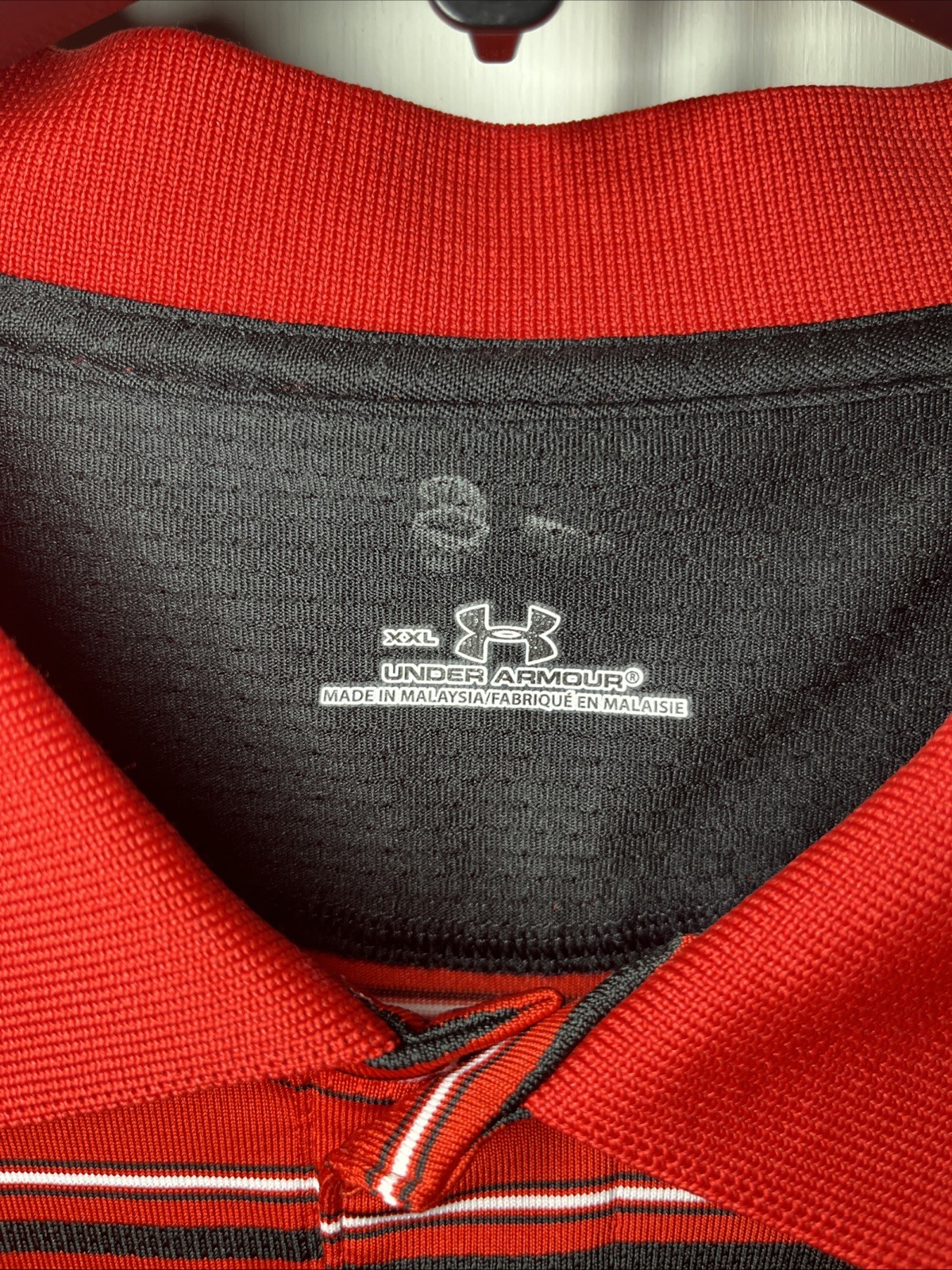 under armour polo xxl Red With Black And White Horizontal Stripes