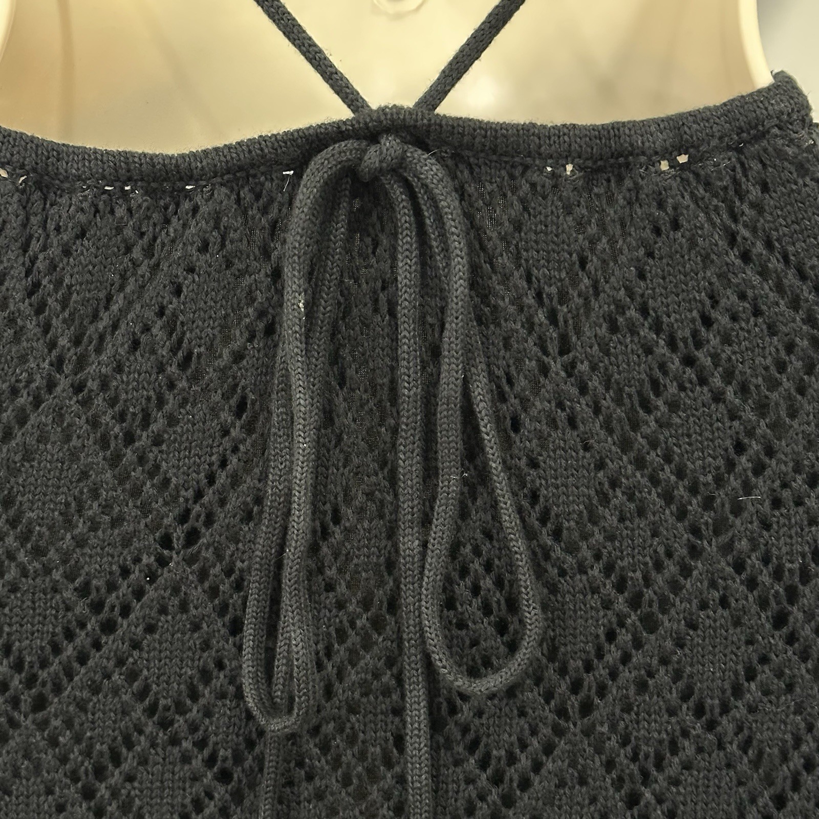 Sage The Label Crochet Backless Mini Dress Large Black Boho Festival Vacation