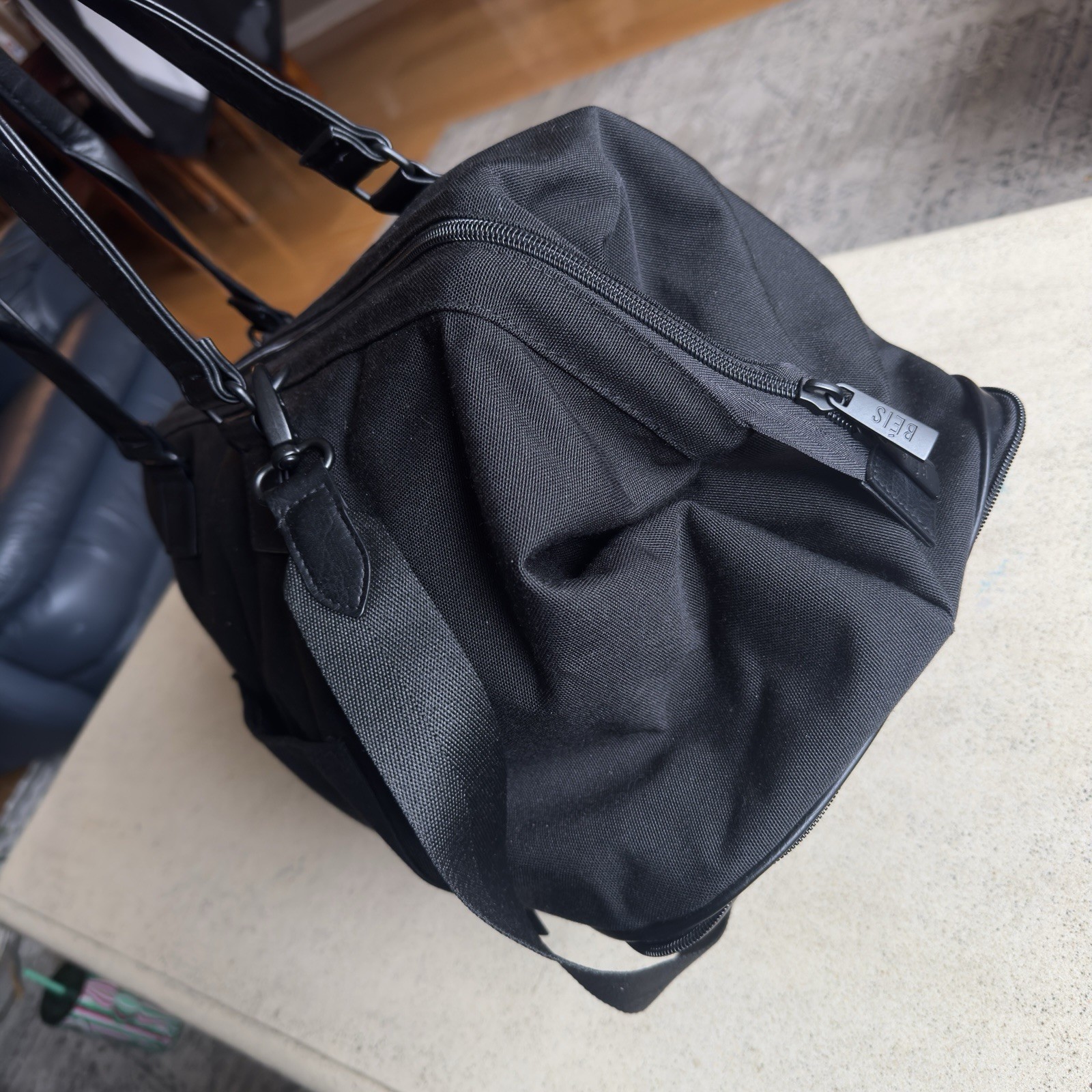 BEIS The Weekender Large Bag in Black FLAW-Missing Bottom Section 19x12x10