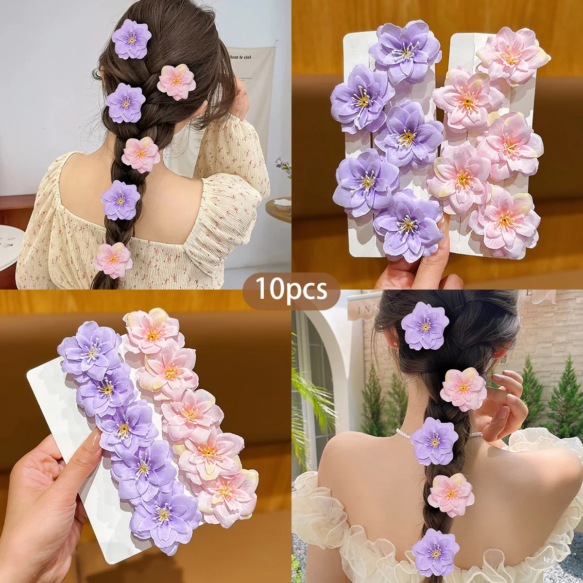 10 Pc Sunflower Hair Clips Cute Daily Hair Bands Headflowers Girls Accessories