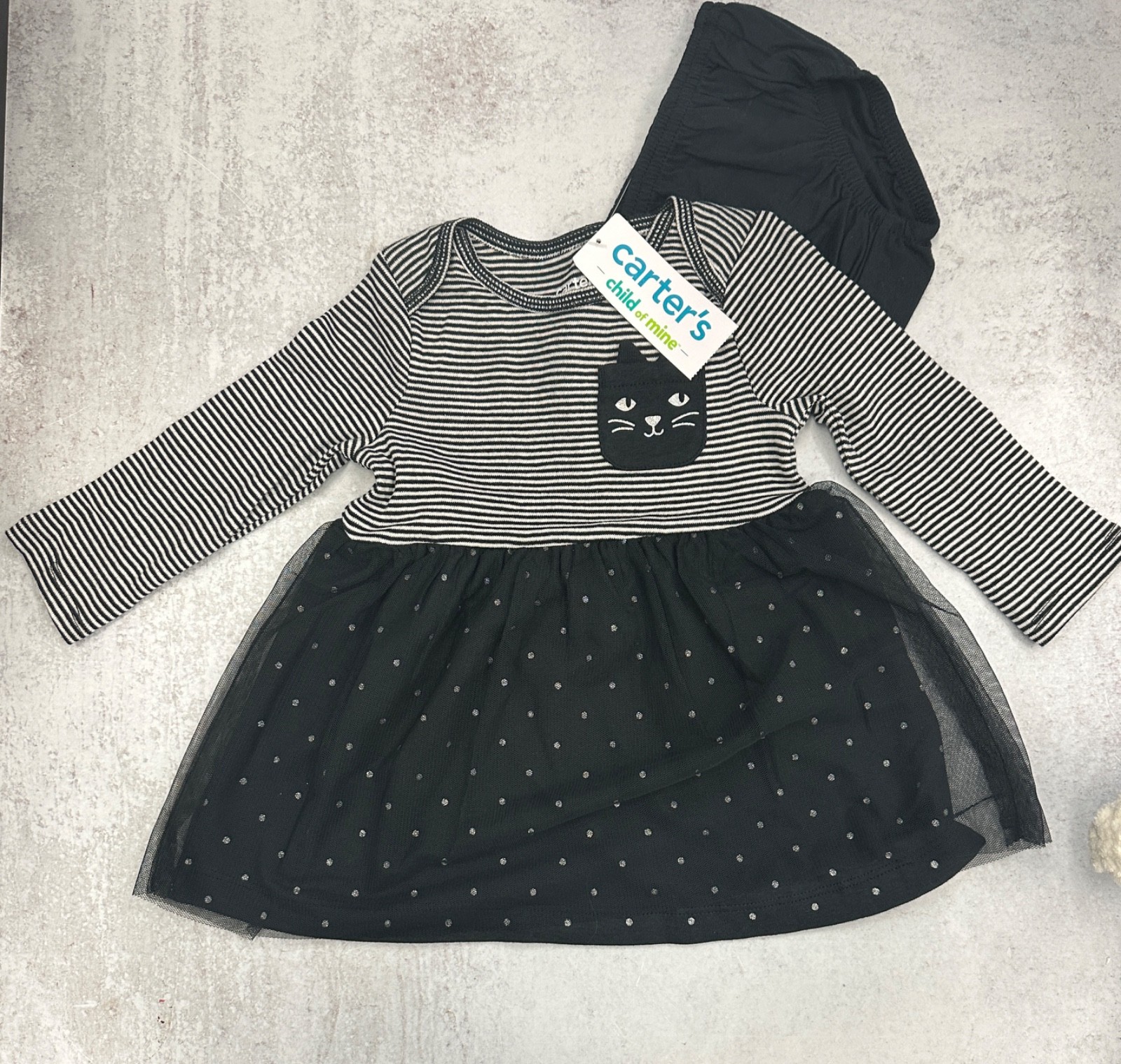 6-9 Months Girls Child Of Mine 2 piece Halloween Kitty Tutu Dress & bloomers