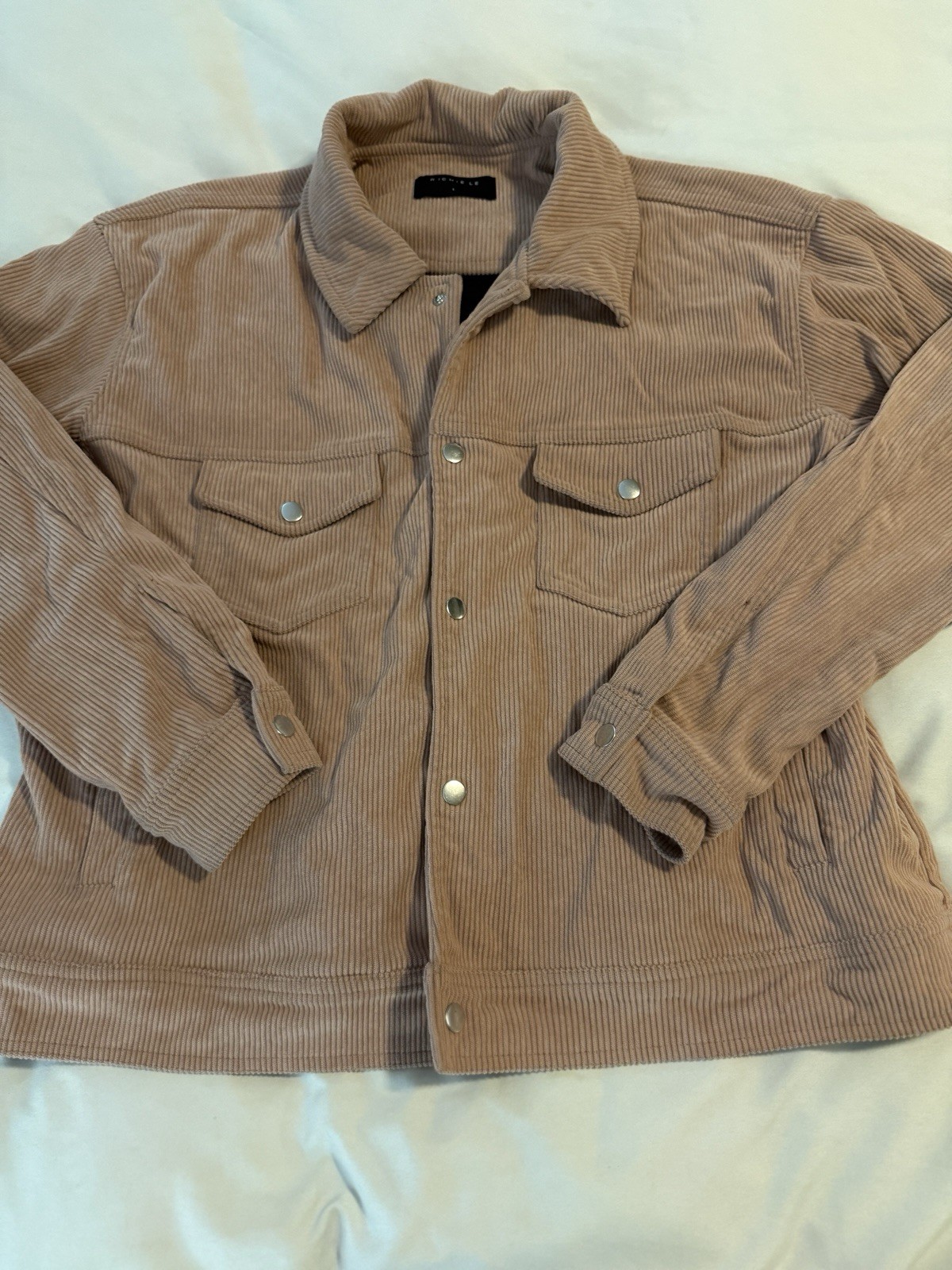 Richie le Collection Men’s Button Down Jacket Size Large Salmon Pink Cotton