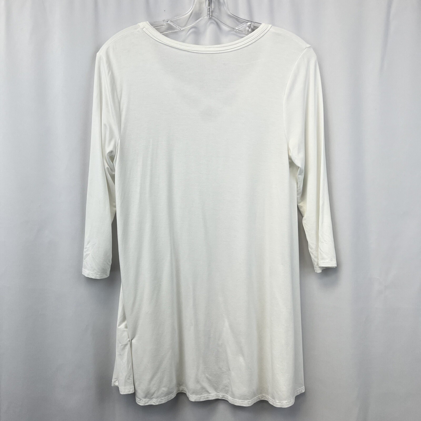 Lime n Chili Womens Top Cross Laced V-Neck 3/4 Sleeve Casual Ivory Size S