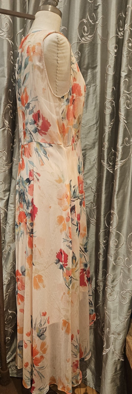 Ladies 12 Calvin Klein Couture Chiffon Floral Dress – vintage