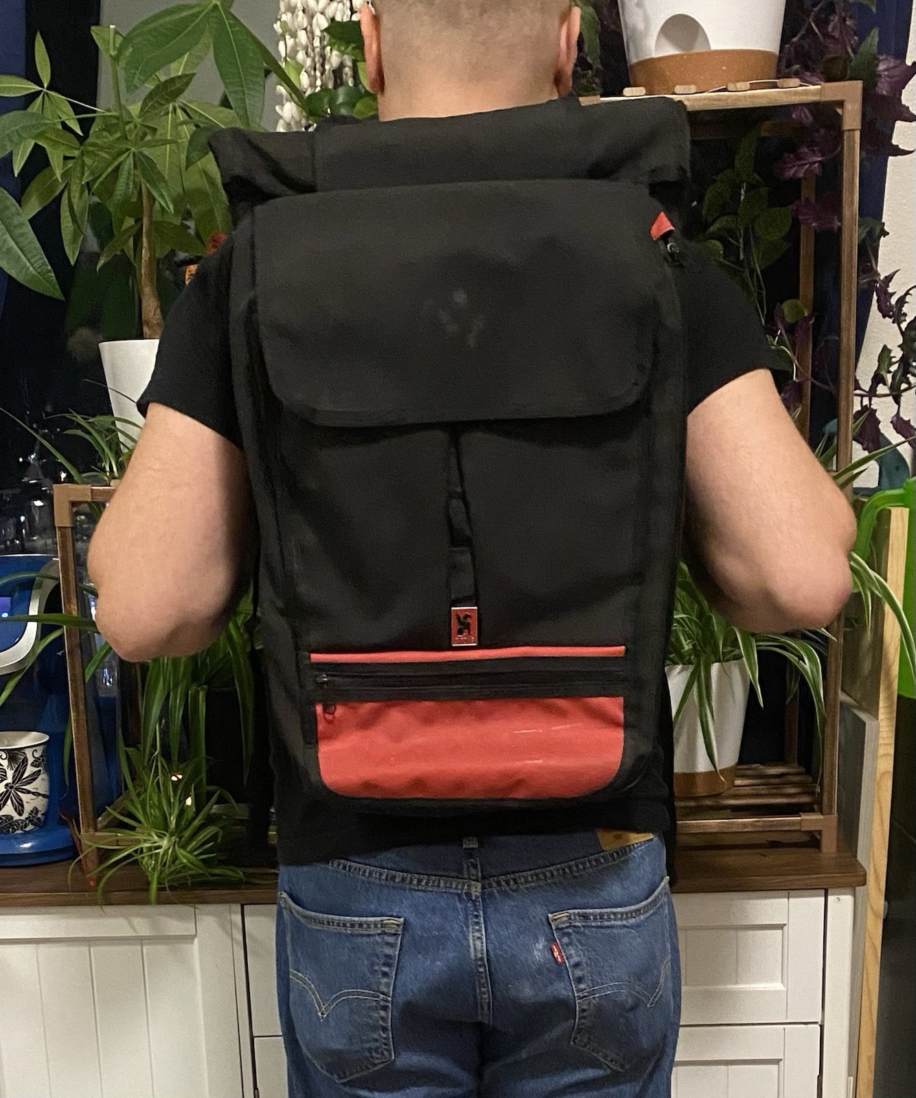 Chrome Backpack Nylon Rubber Waterproof Bike Bicycle Messenger Roll Top Bag