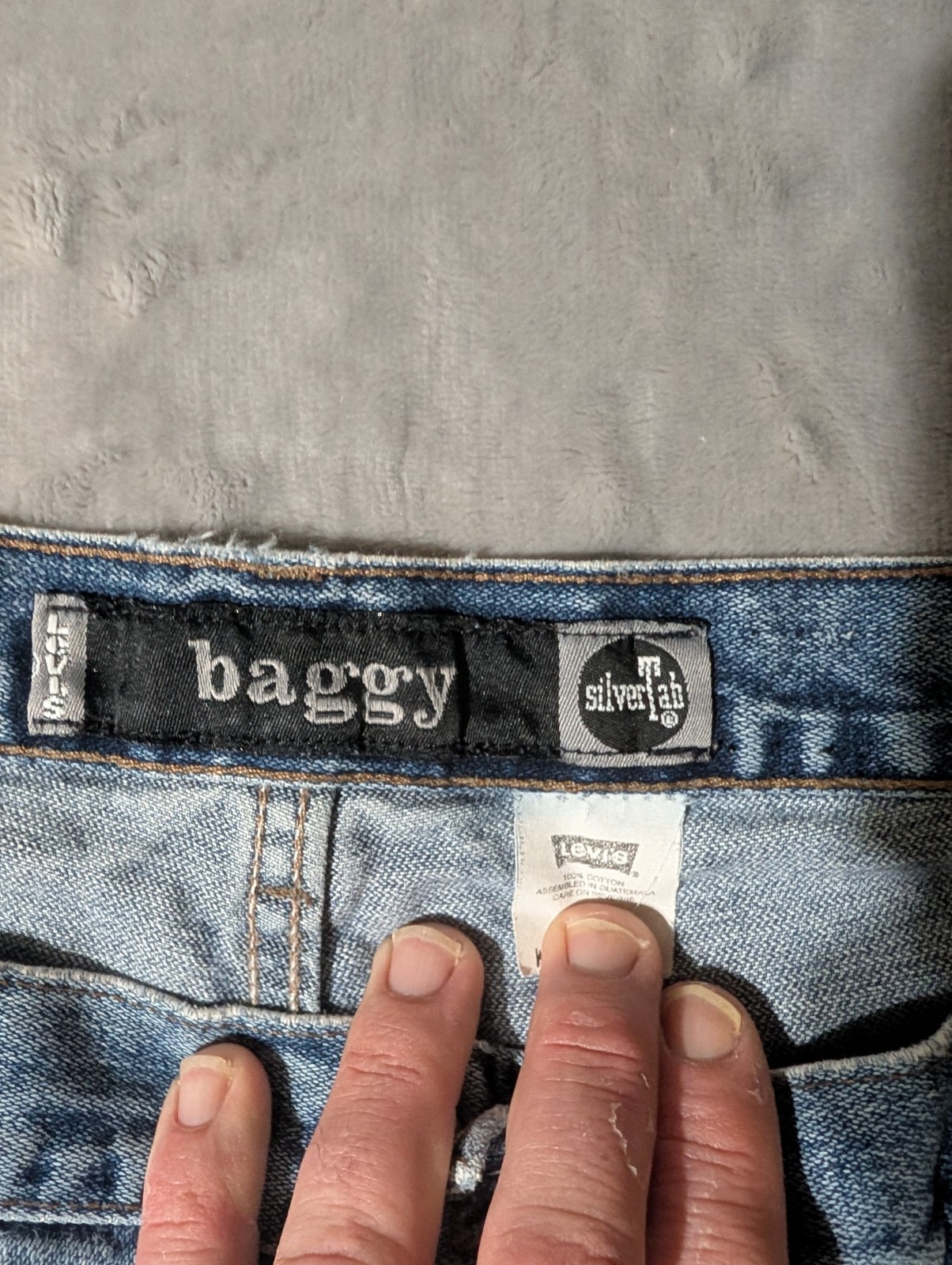 VTG Y2K Silvertab Baggy Denim Jeans Levi’s 42×32 Streetwear Hip Hop Levis Silver