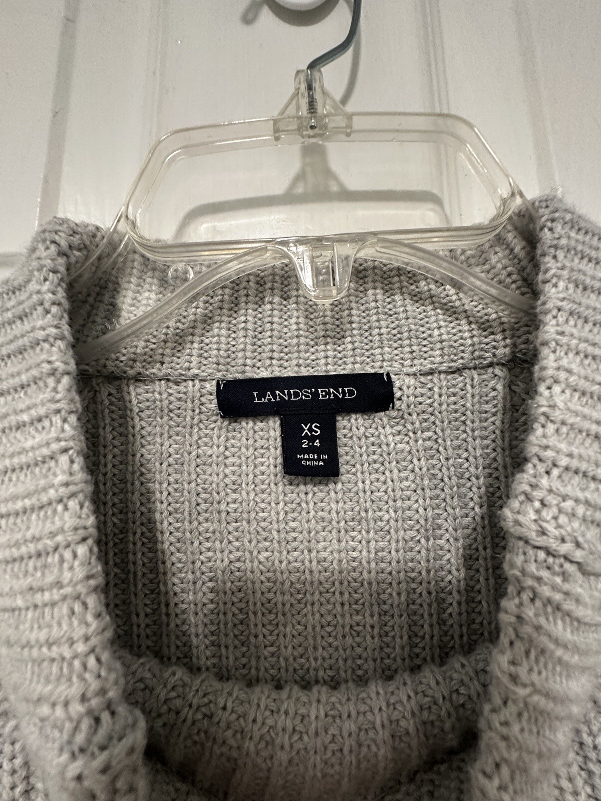 Lands End 100% Cotton Baumwolle Grey Sweater Crew Knit XS Size 2-4