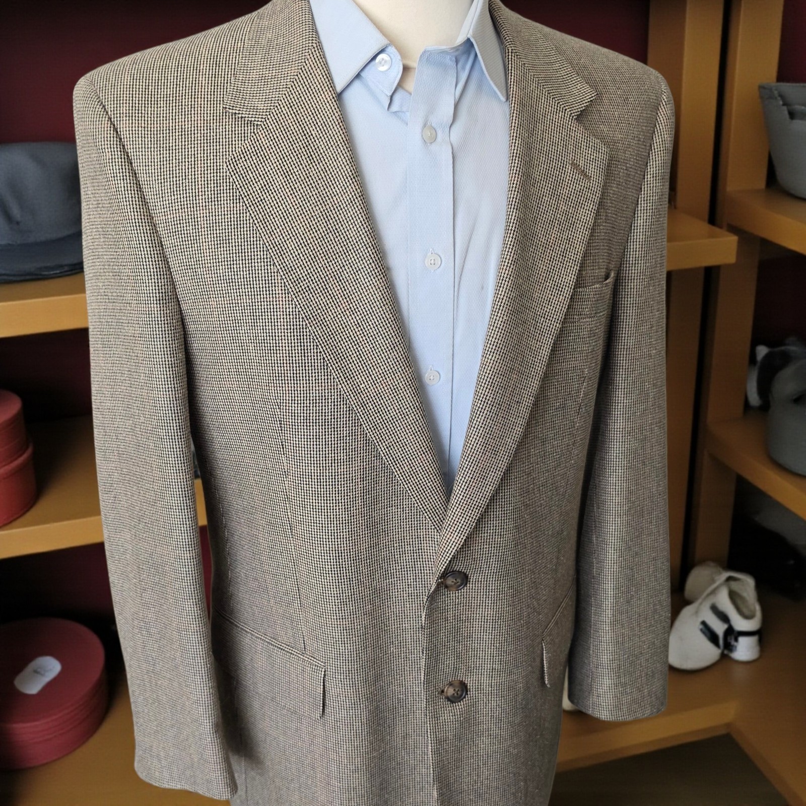 Vintage Burberry Blazer 44L Woven Nailhead Soft Tweed